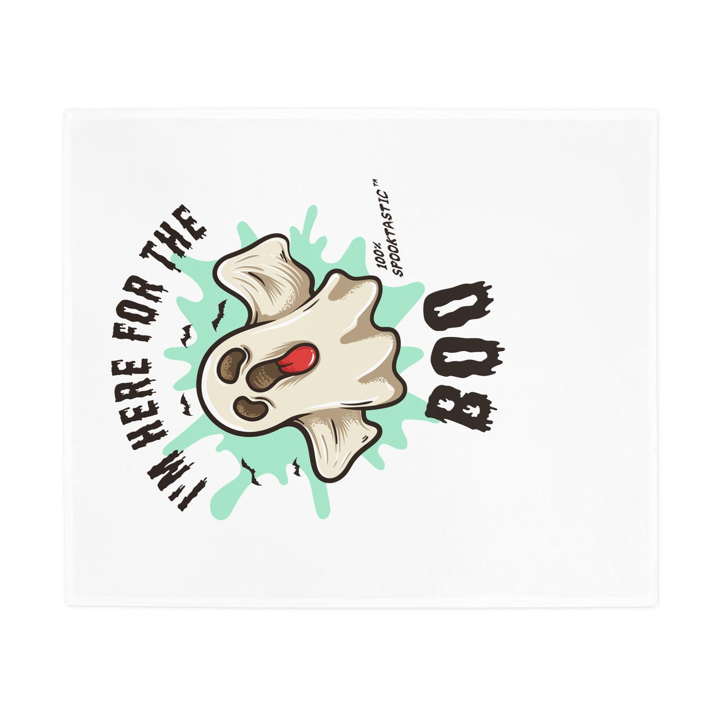 Halloween Plush Fleece Blanket - "I'm Here For The Boo" Cute Ghost Throw