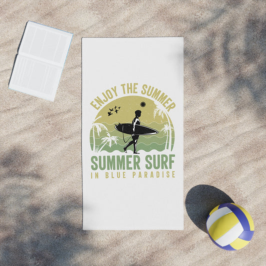 Surf Beach Towel - "Enjoy the Summer" Retro Surf Design