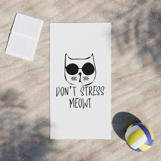 Don't Stress Meowt Cat Beach Towel — Funny Sunglasses Kitty Summer Towel
