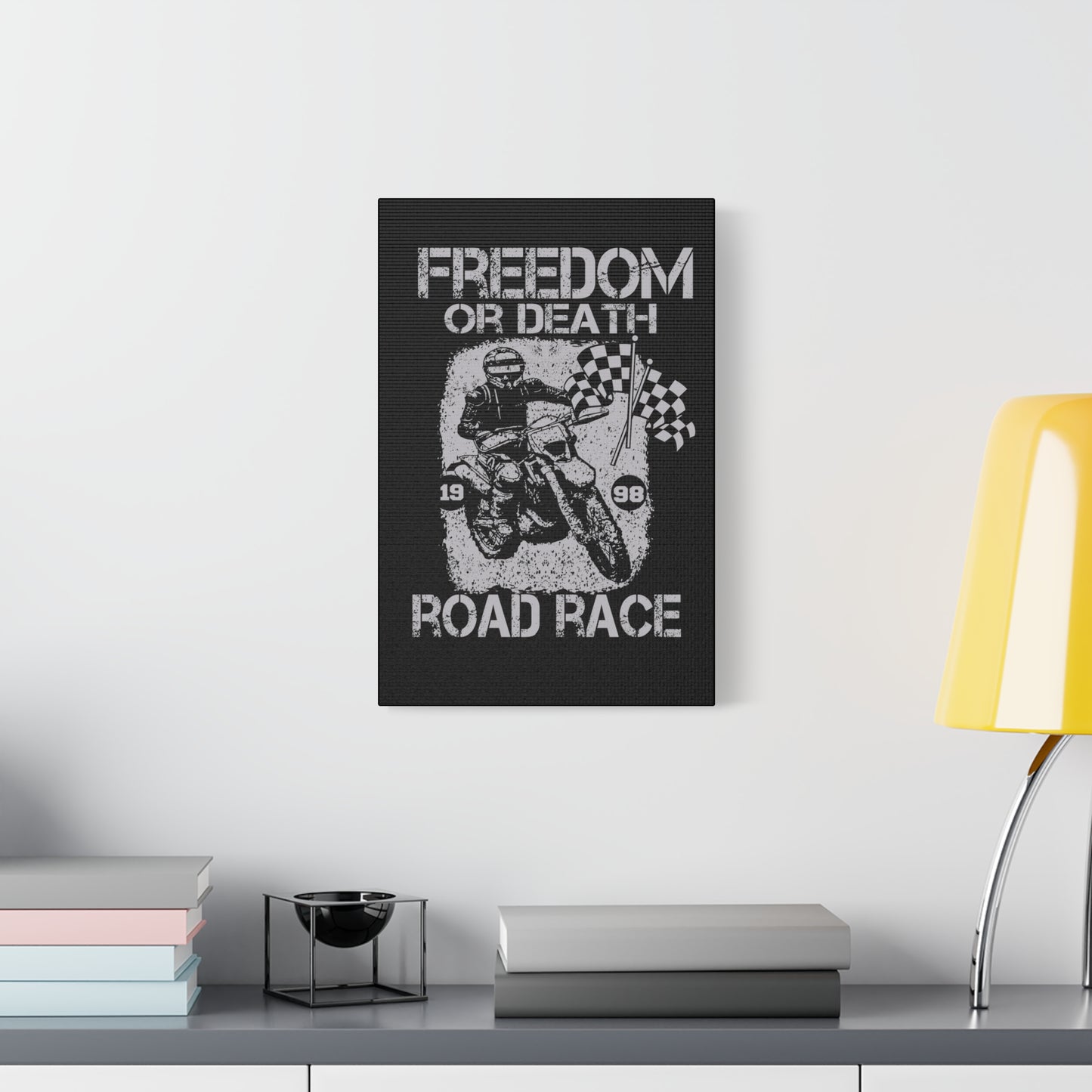 Motorcycle Art Print - Freedom or Death Road Race Decor