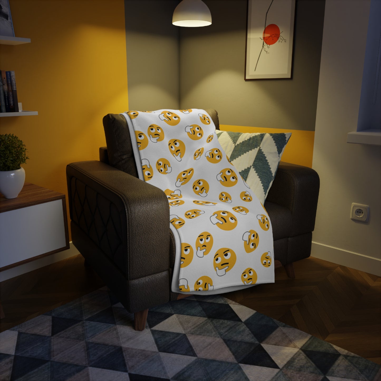 Meow Cat Photo Plush Fleece Blanket — Retro Red Graphic Pattern for Cat Lovers