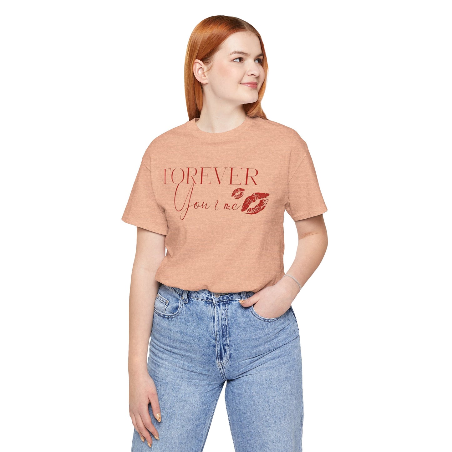Forever You & Me Kiss Tee — Romantic Script Graphic T-Shirt