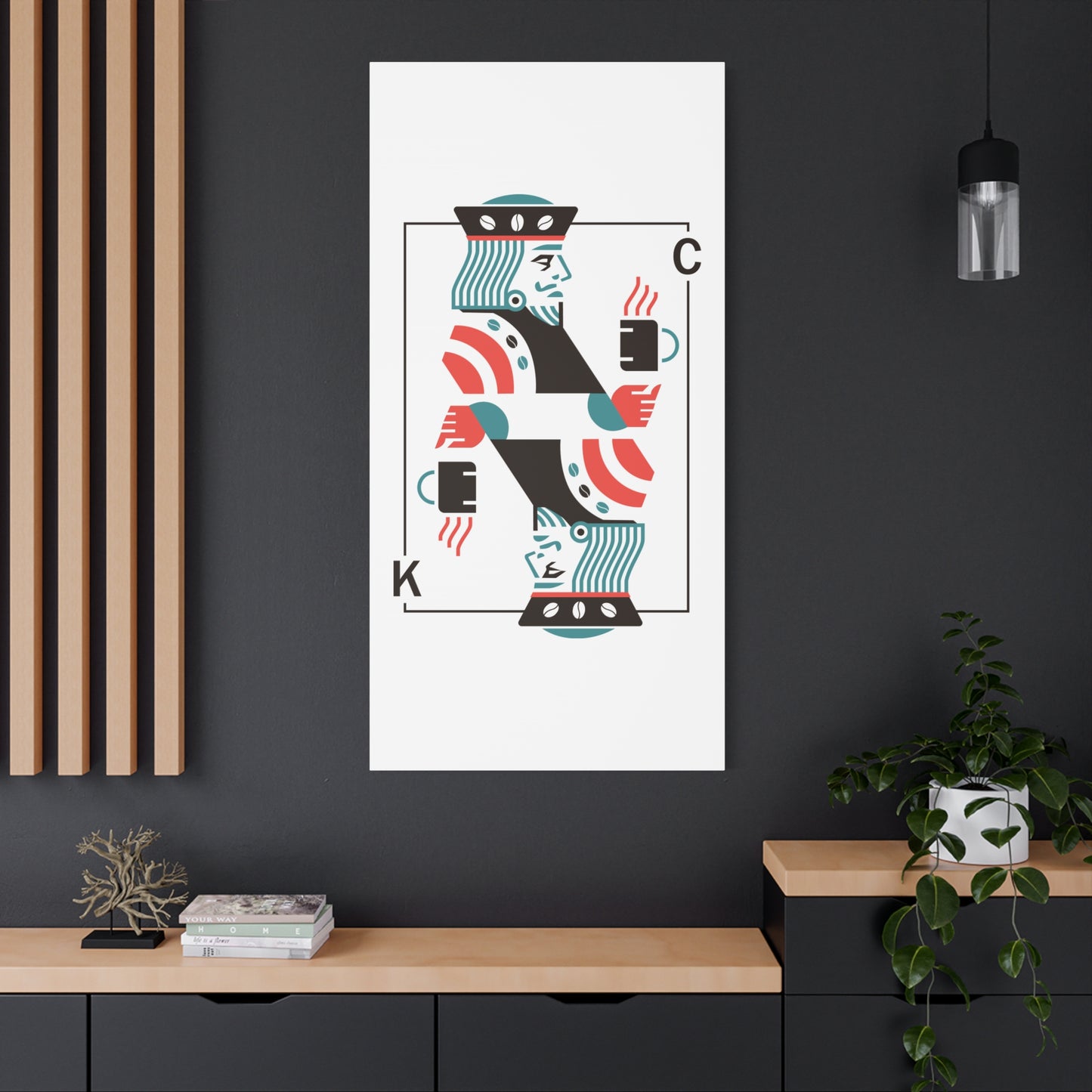 Coffee King Canvas Art — Modern Playing Card Wall Print