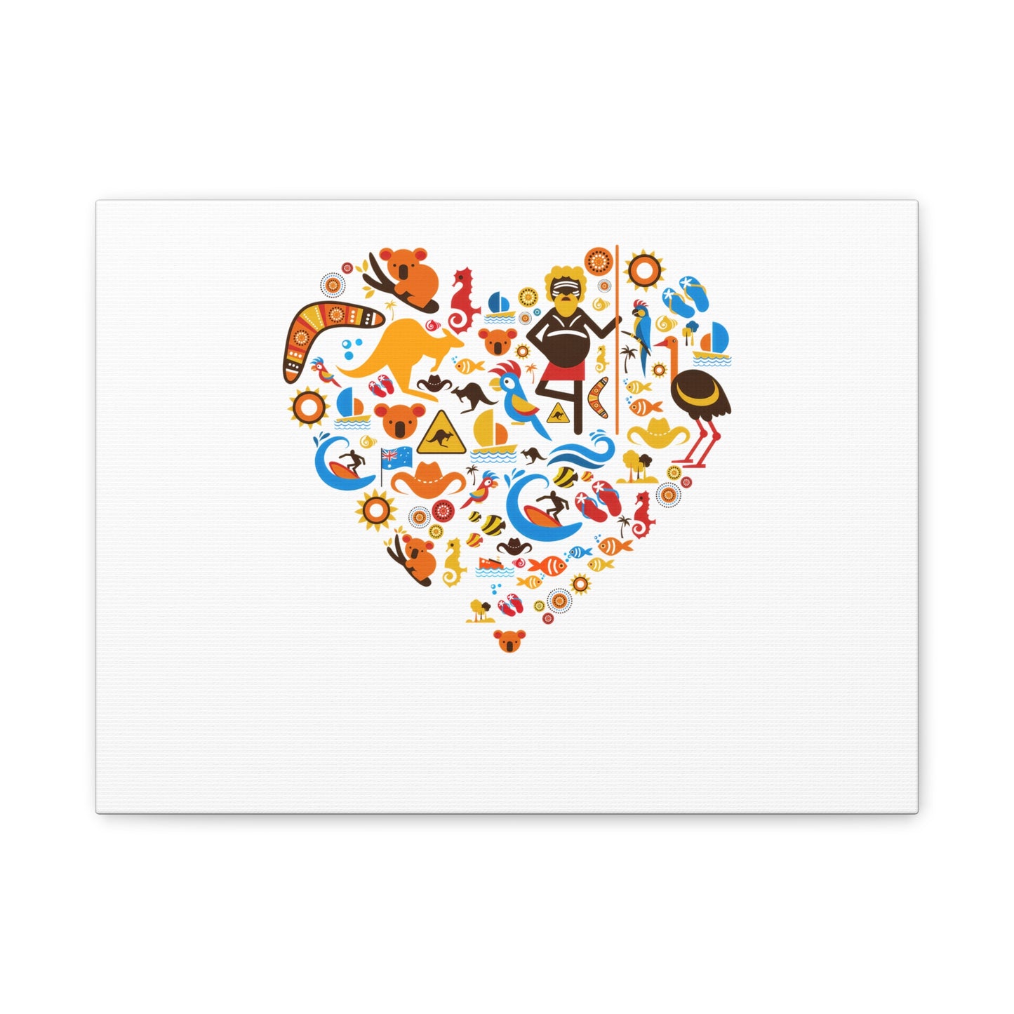 Heart Mosaic Canvas Wall Art — Colorful Travel & Adventure Icons