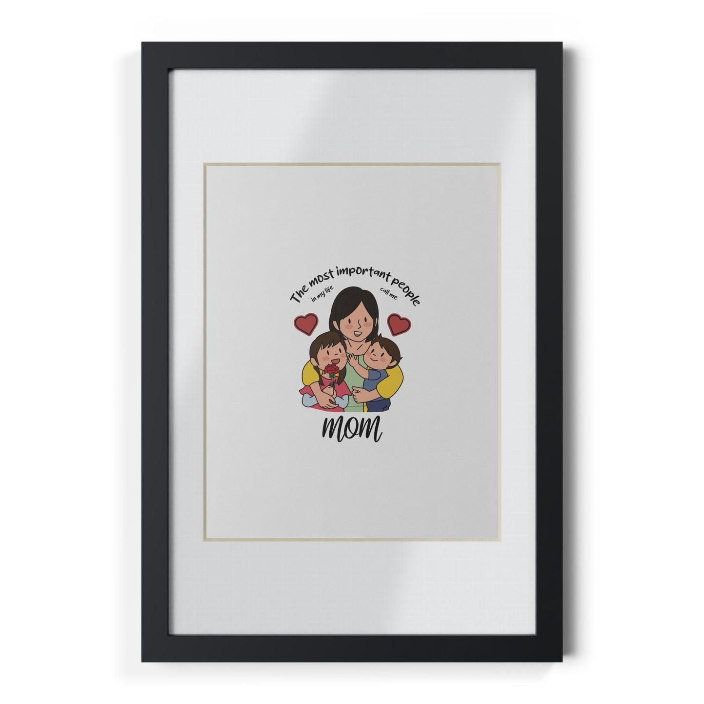 Framed Mom Poster — "The most important people" Family Illustration (Black Frame)