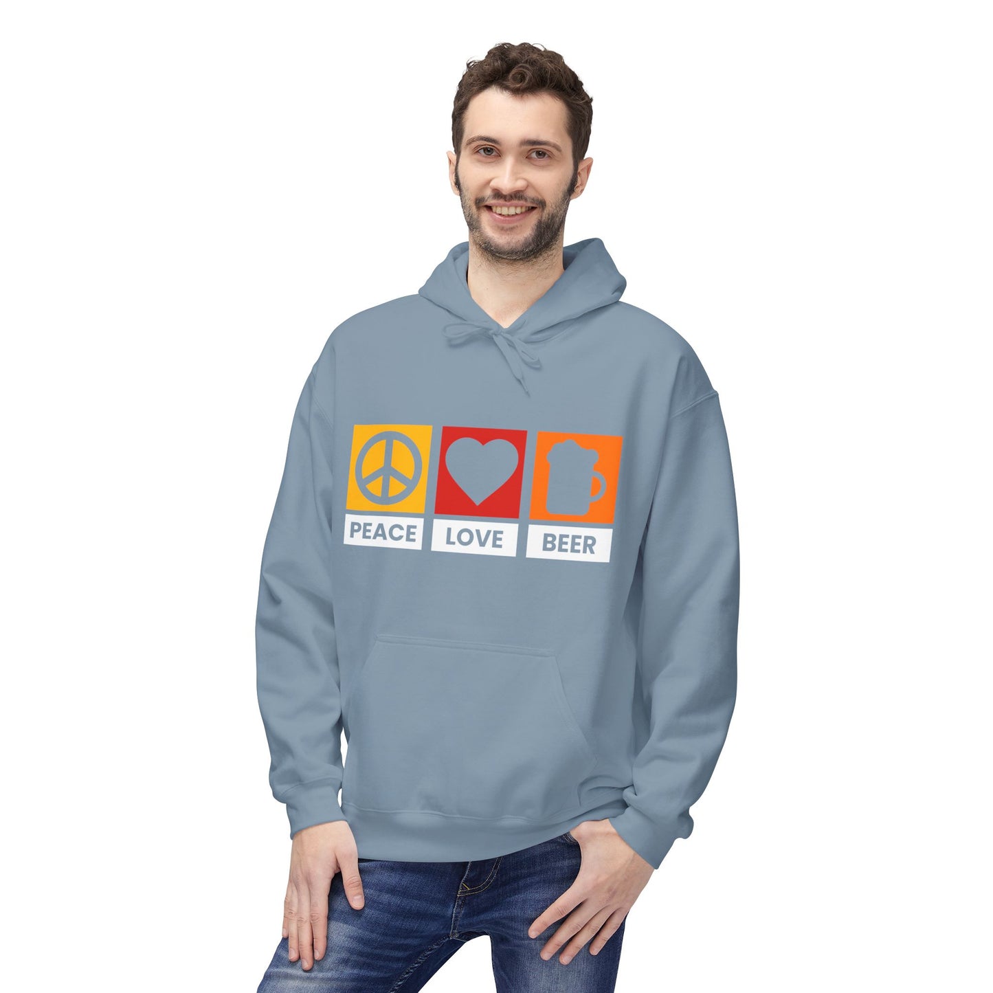 Peace Love Beer Hoodie — Peace, Heart & Beer Icon Pullover