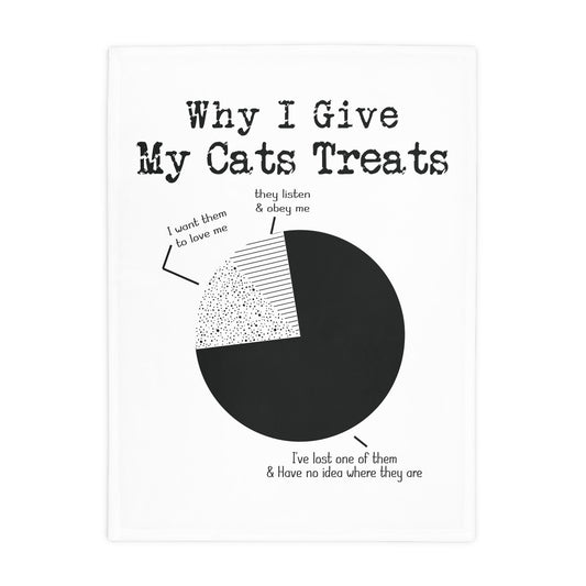 Cat Lover's Plush Fleece Blanket - 'Why I Give My Cats Treats'