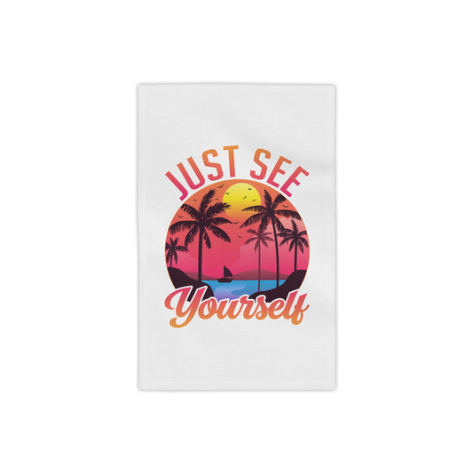 Beach Towel - "Just See Yourself" Tropical Sunset Palm Print