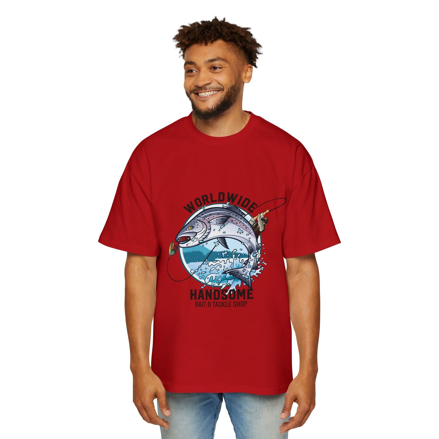 Fishing Tee — "Worldwide Handsome" Bass & Tackle Shop Graphic Shirt