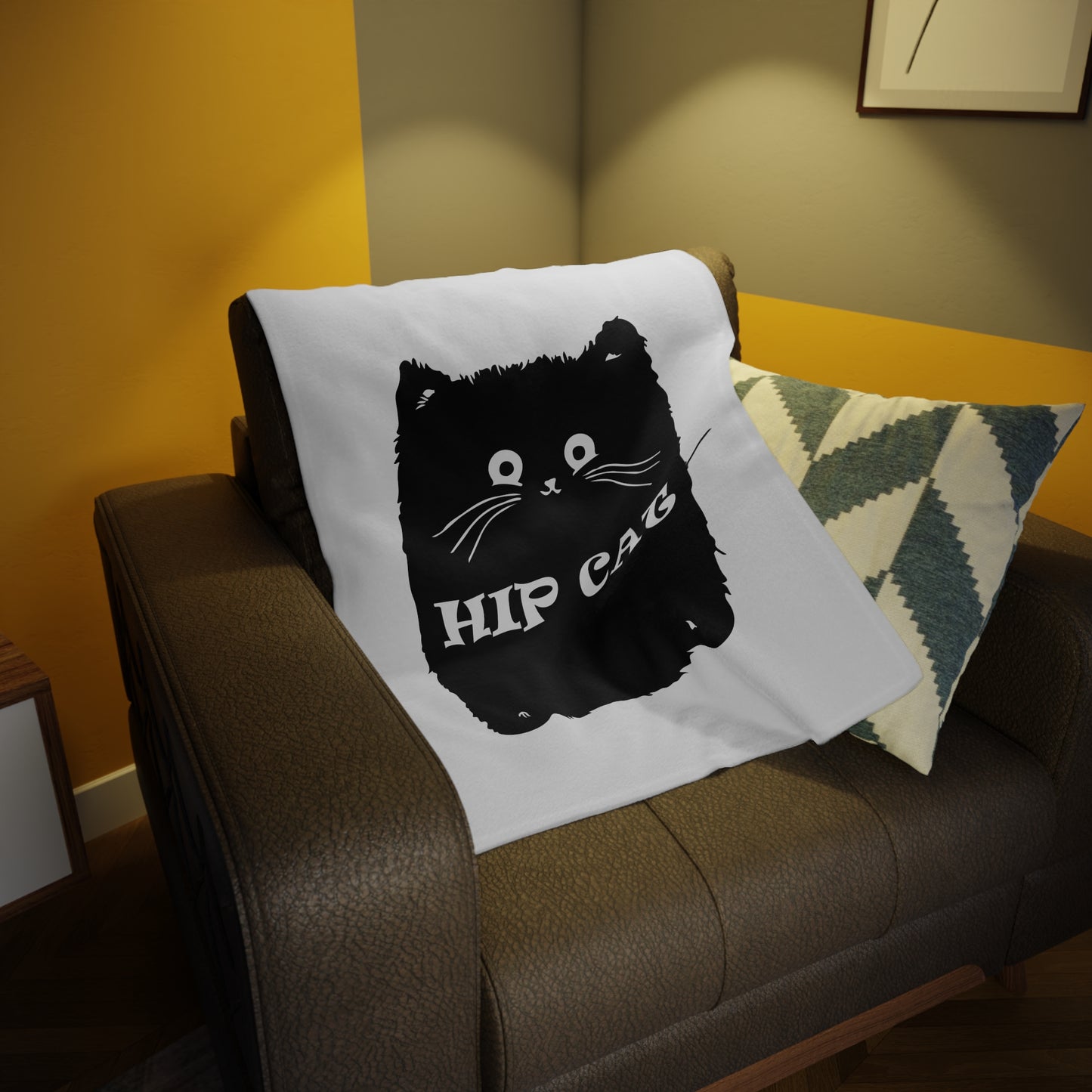 Hip Cat Plush Fleece Blanket - Cozy Cat Lover Gift
