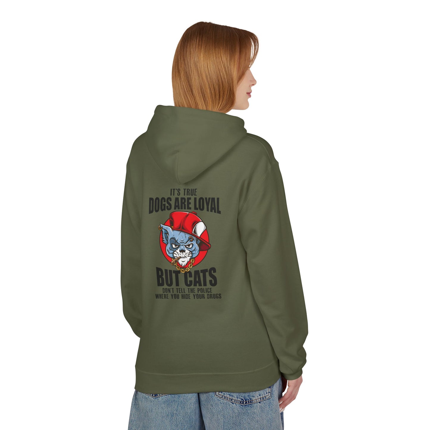 Hoodie — "Dogs Are Loyal But Cats Don’t Tell the Police" Graphic Cat Lover Pullover
