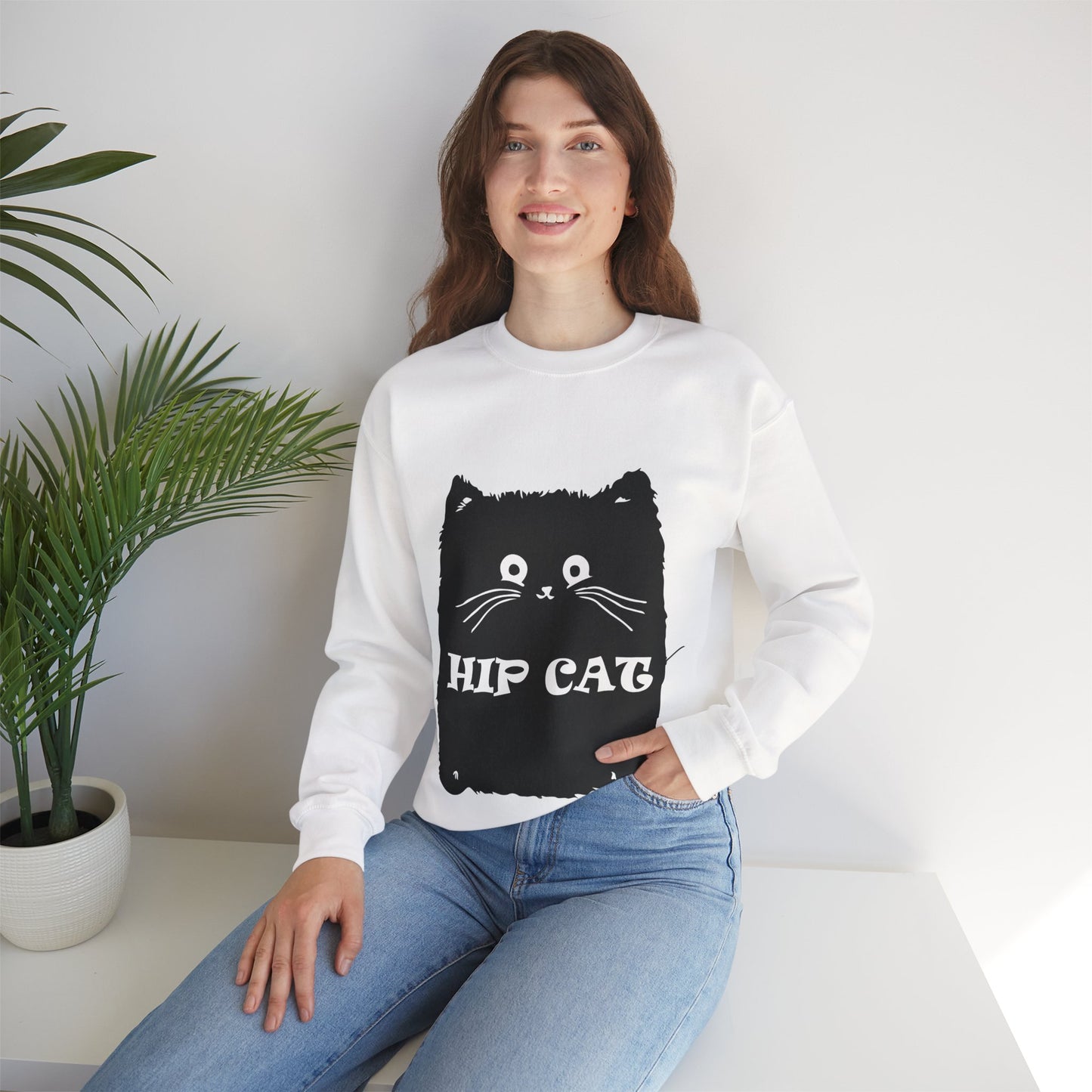 Hip Cat Unisex Sweatshirt - Cute Cat Lover Gift