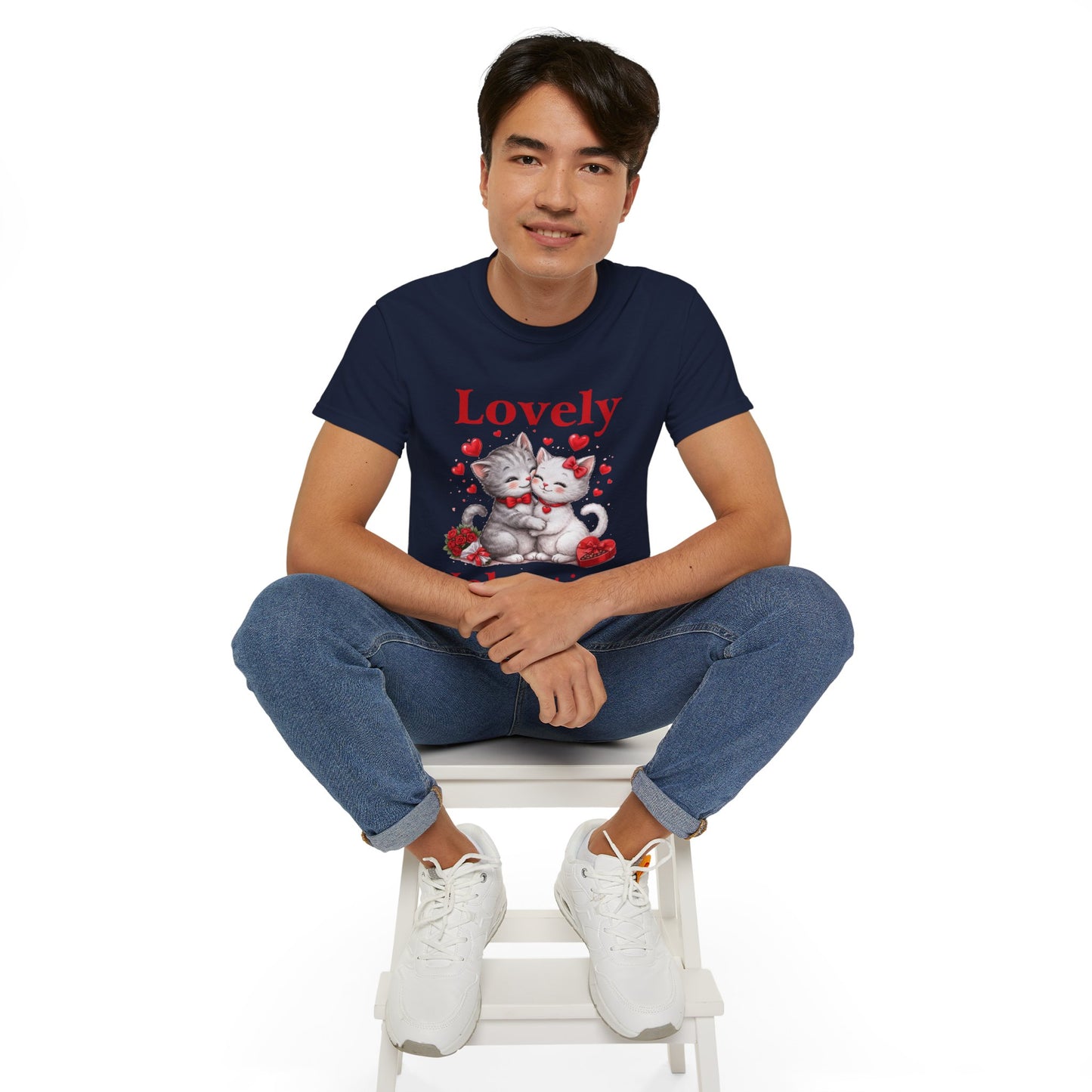 Valentine Kitty Tee - "Lovely Valentine" Cute Cat Couple Valentine's Day T-Shirt