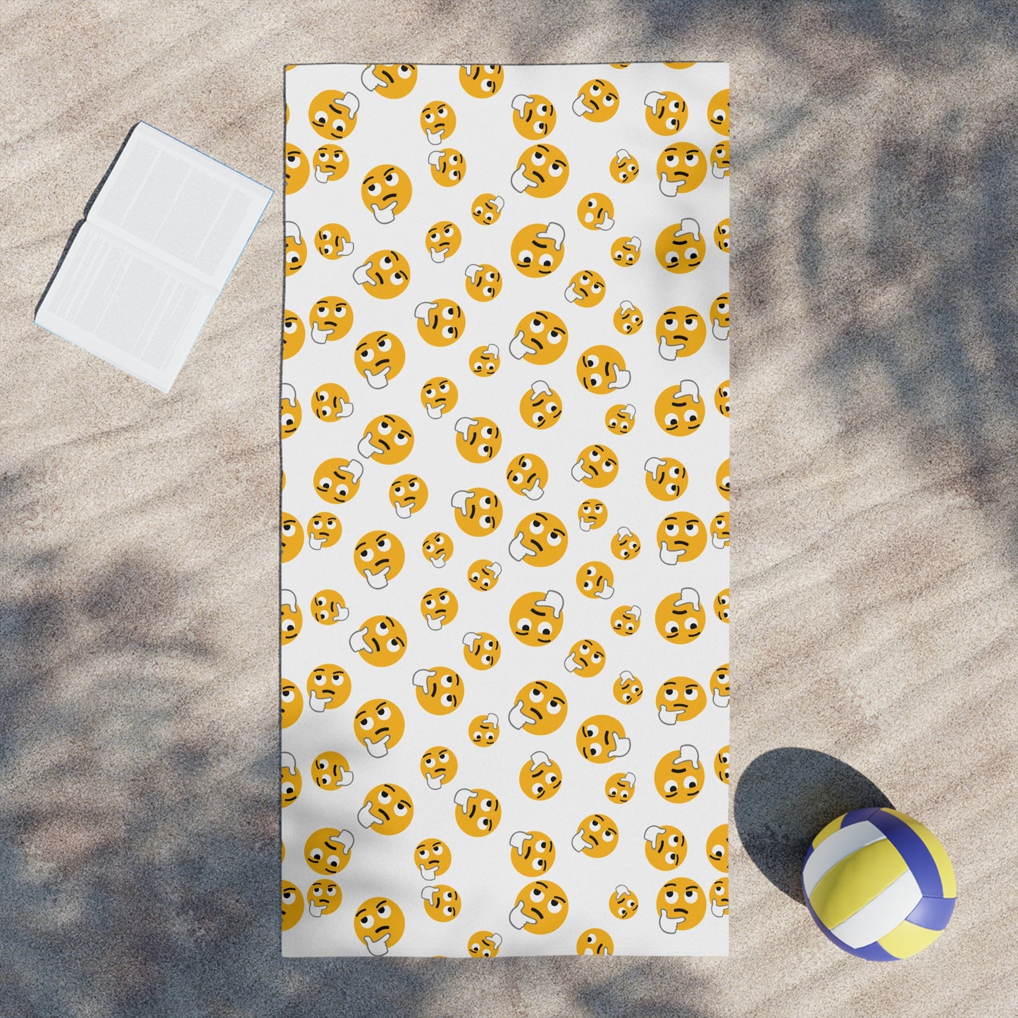 Emoji Face Beach Towel — Fun Smiley Pattern Summer Towel
