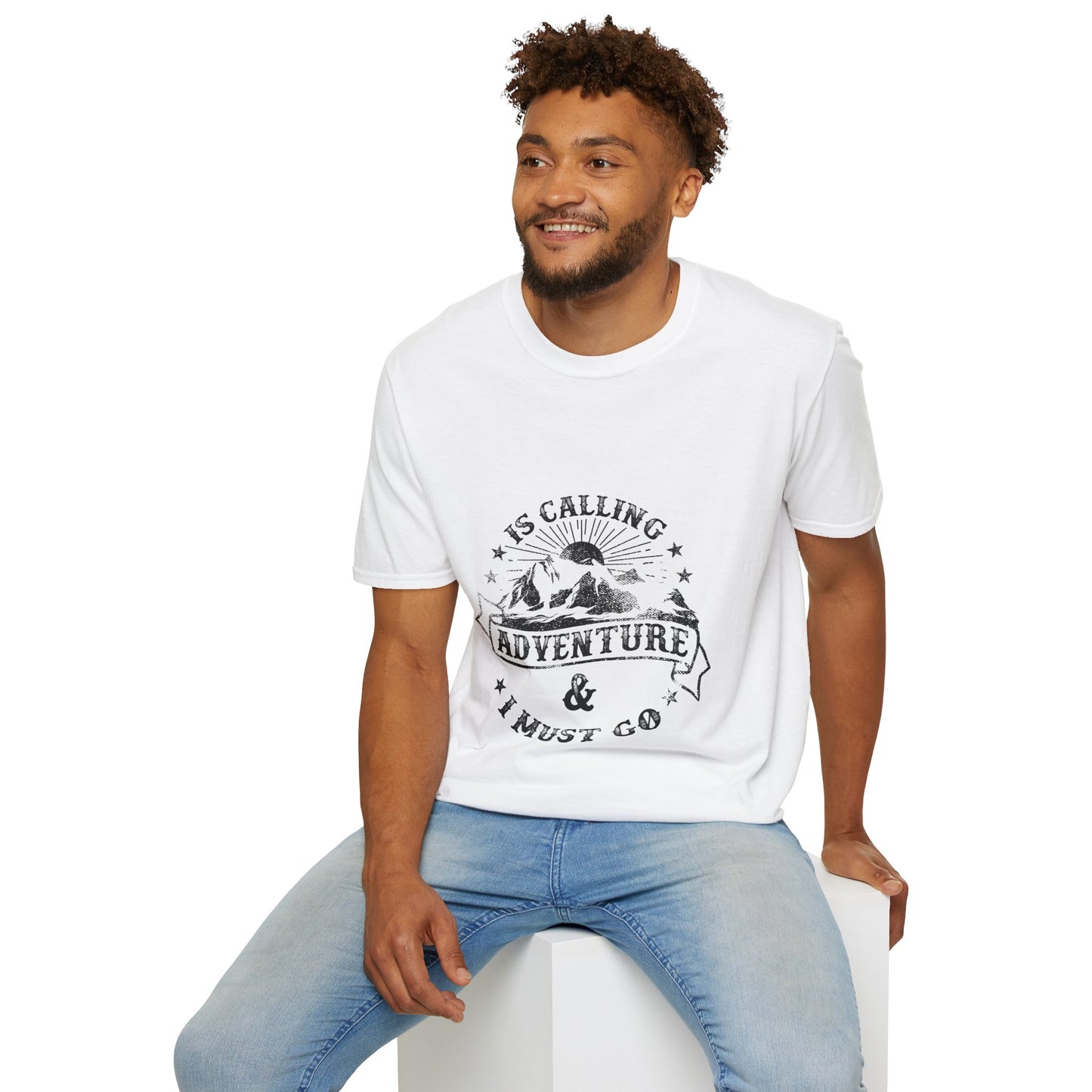 Adventure Is Calling Unisex Softstyle T-Shirt - Outdoor Enthusiast Tee