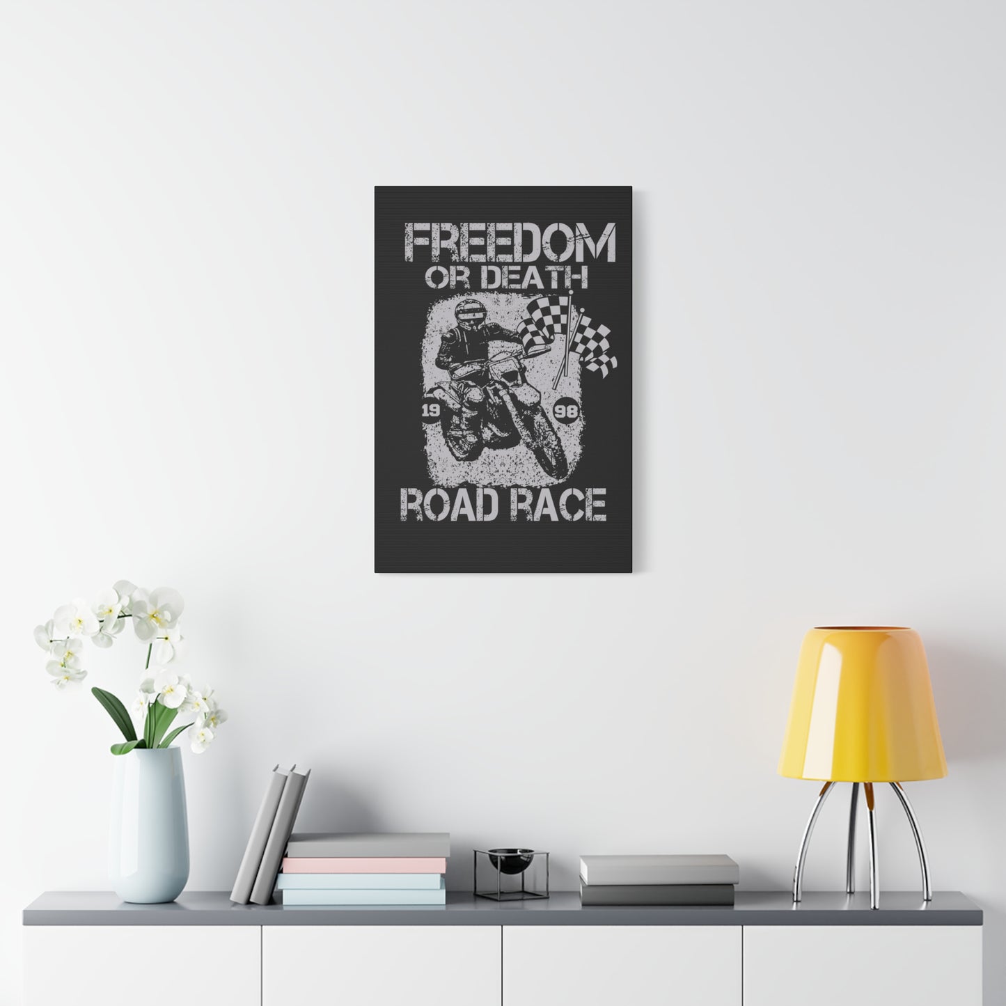 Motorcycle Art Print - Freedom or Death Road Race Decor
