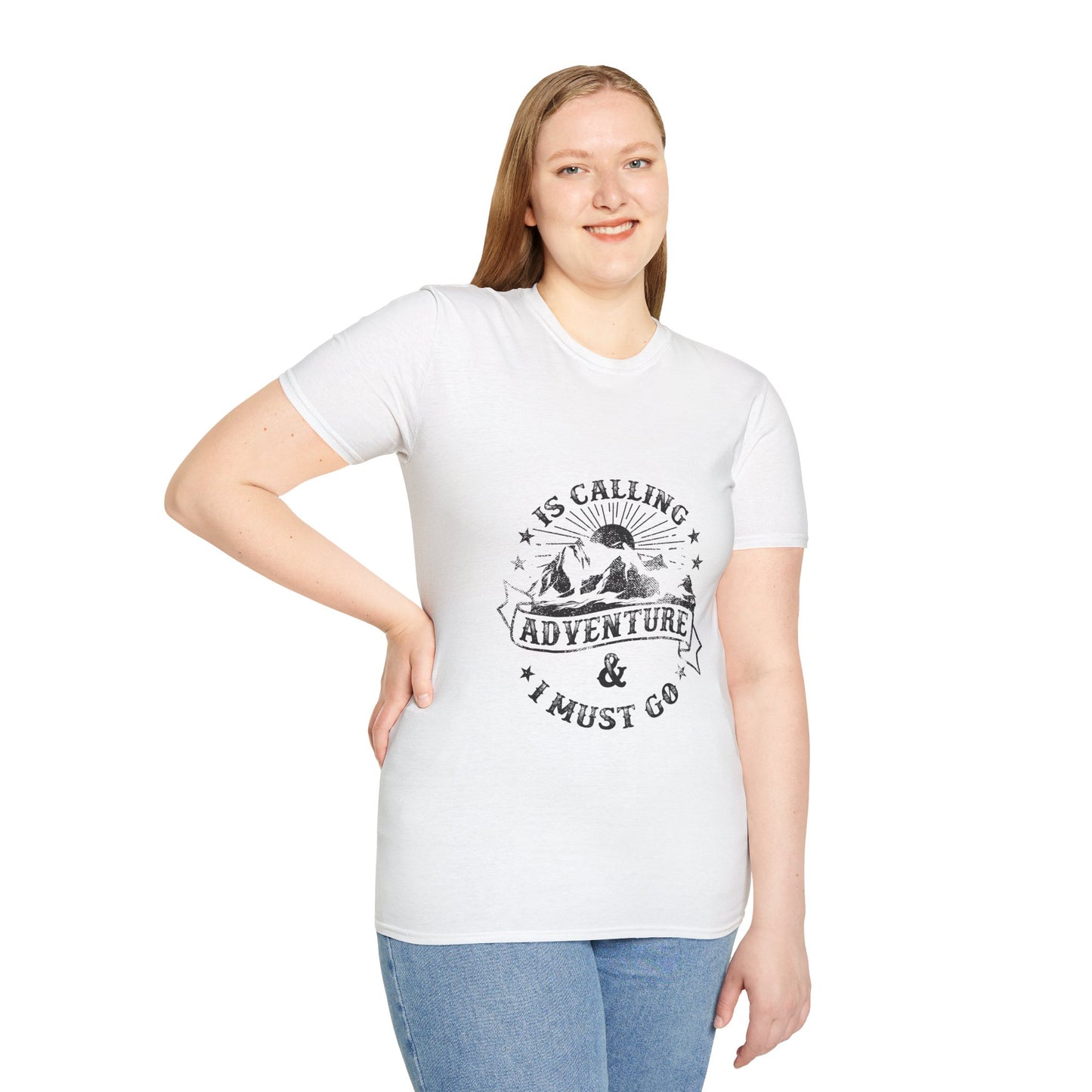 Adventure Is Calling Unisex Softstyle T-Shirt - Outdoor Enthusiast Tee