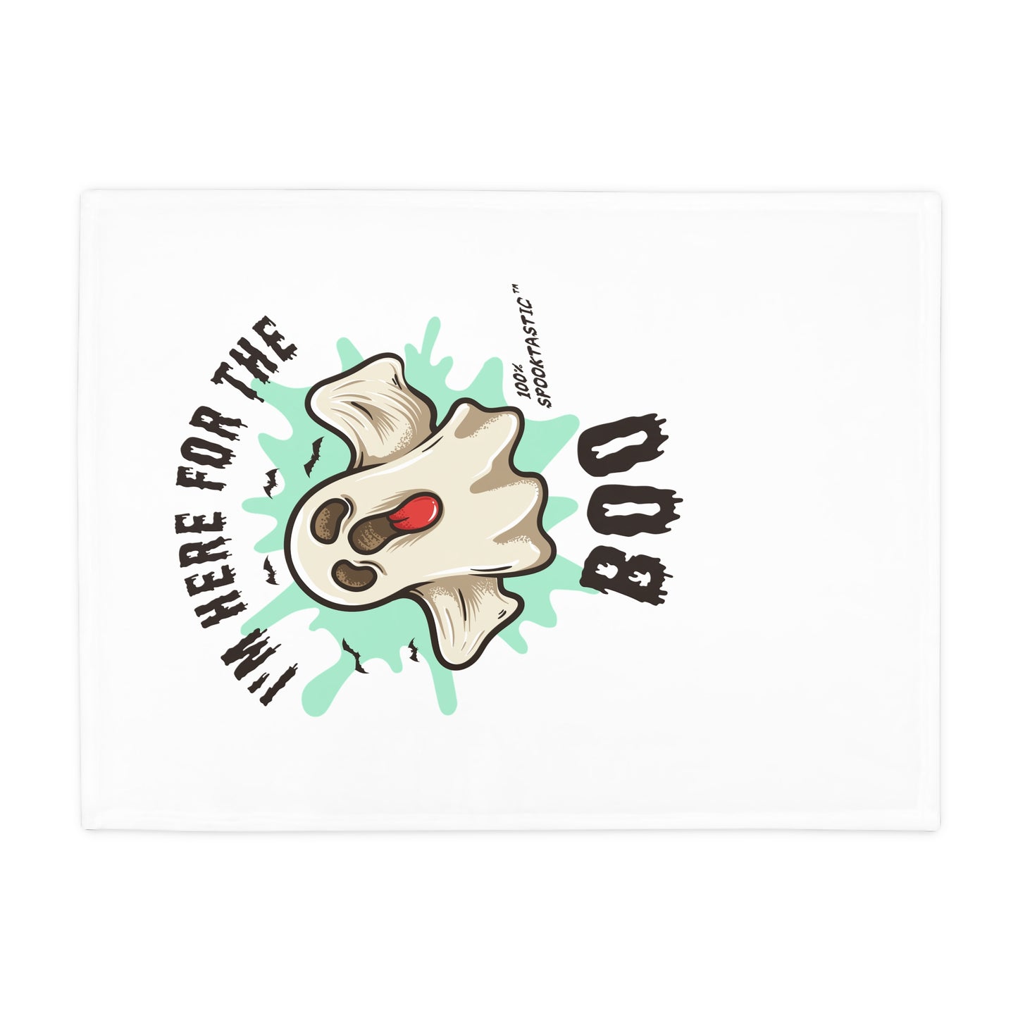 Halloween Plush Fleece Blanket - "I'm Here For The Boo" Cute Ghost Throw