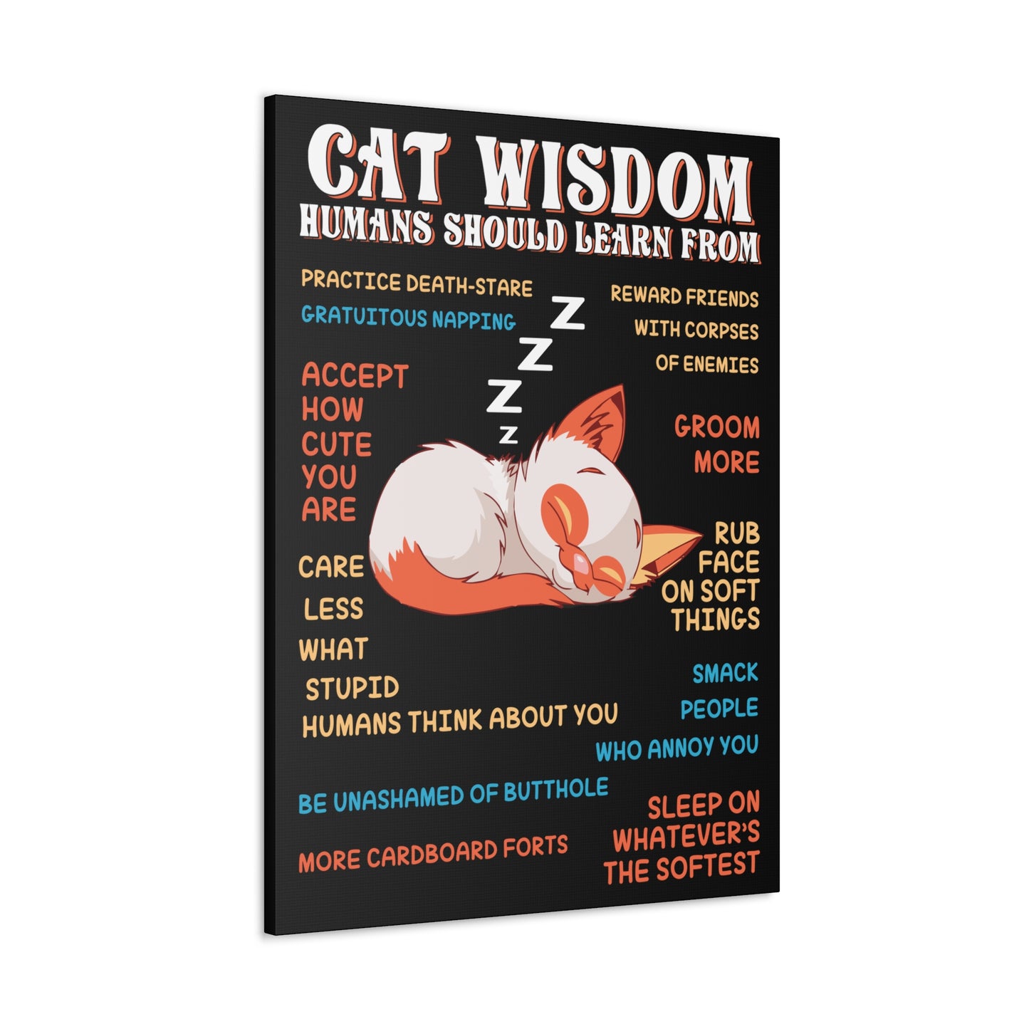 Canvas Print — "Cat Wisdom: Humans Should Learn From" Illustrated Wall Art