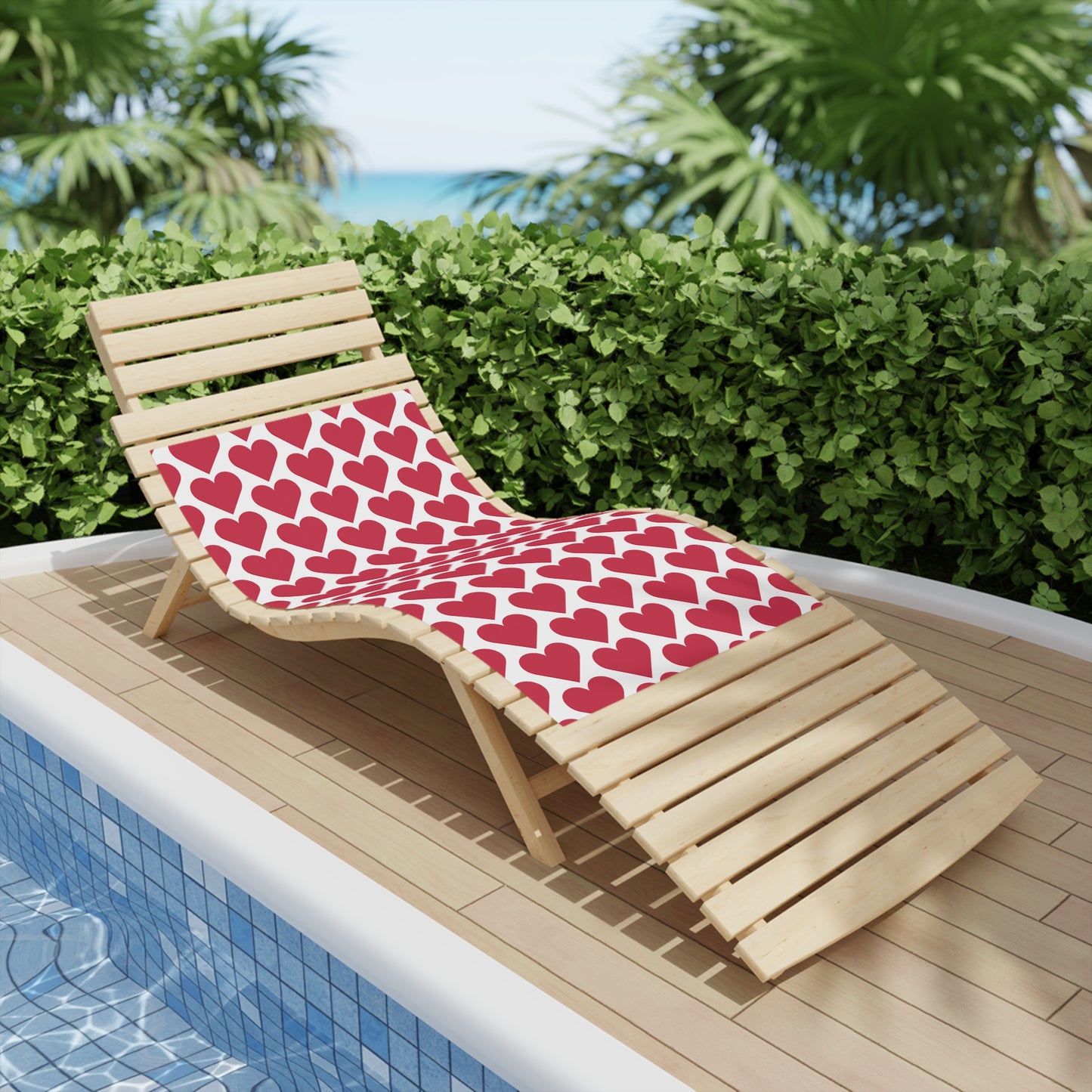 Red Heart Pattern Beach Towel — Valentine’s Day Romantic Pool & Beach Towel