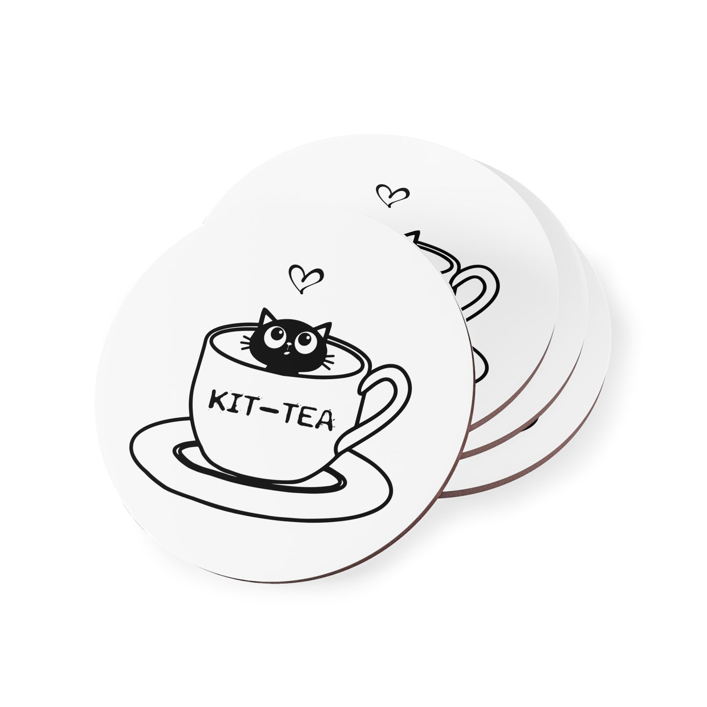 Kit-Tea Cat Coasters — Cute Ceramic Cork Drink Coasters