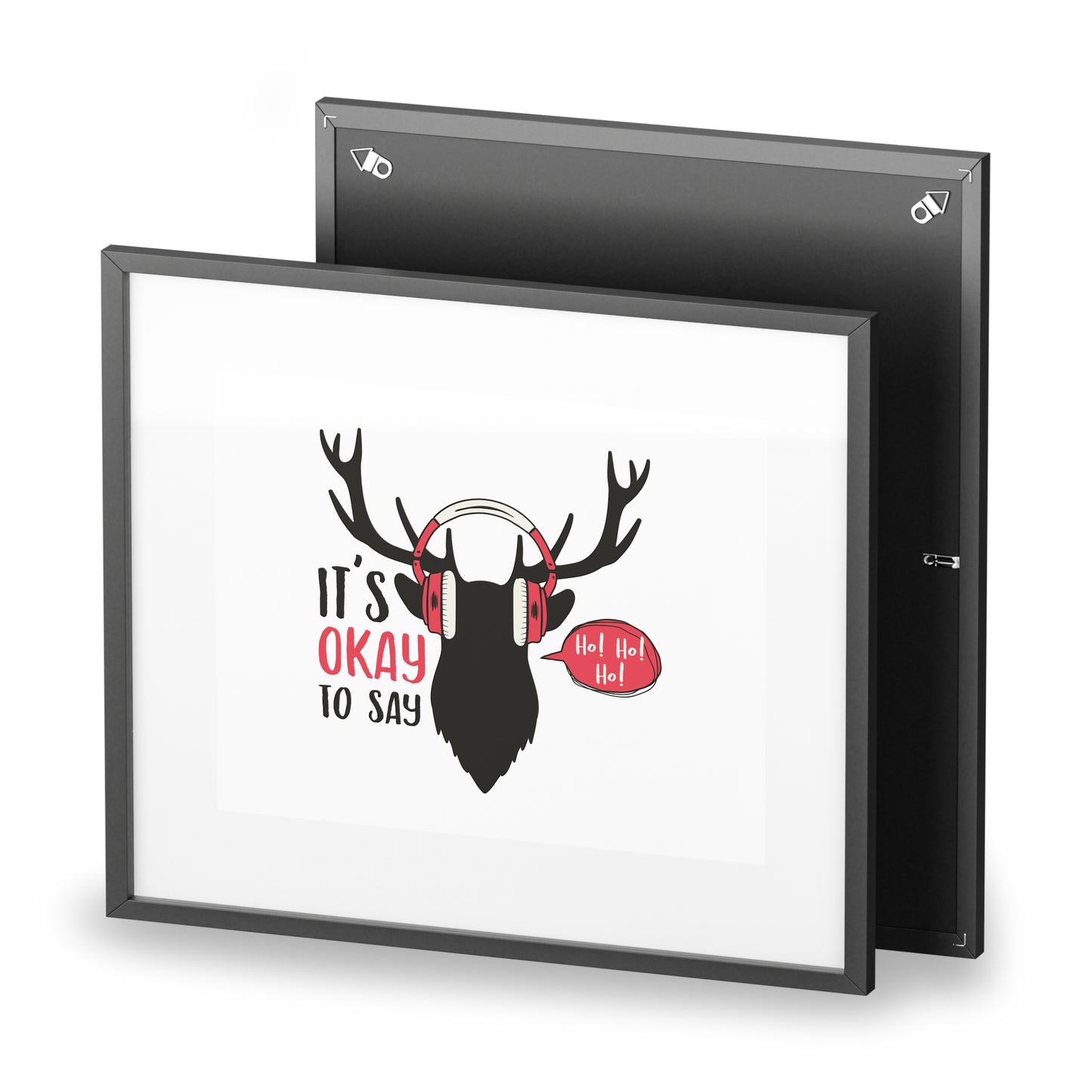 Holiday Deer Head Framed Poster — "It's Okay To Say" Christmas Wall Art