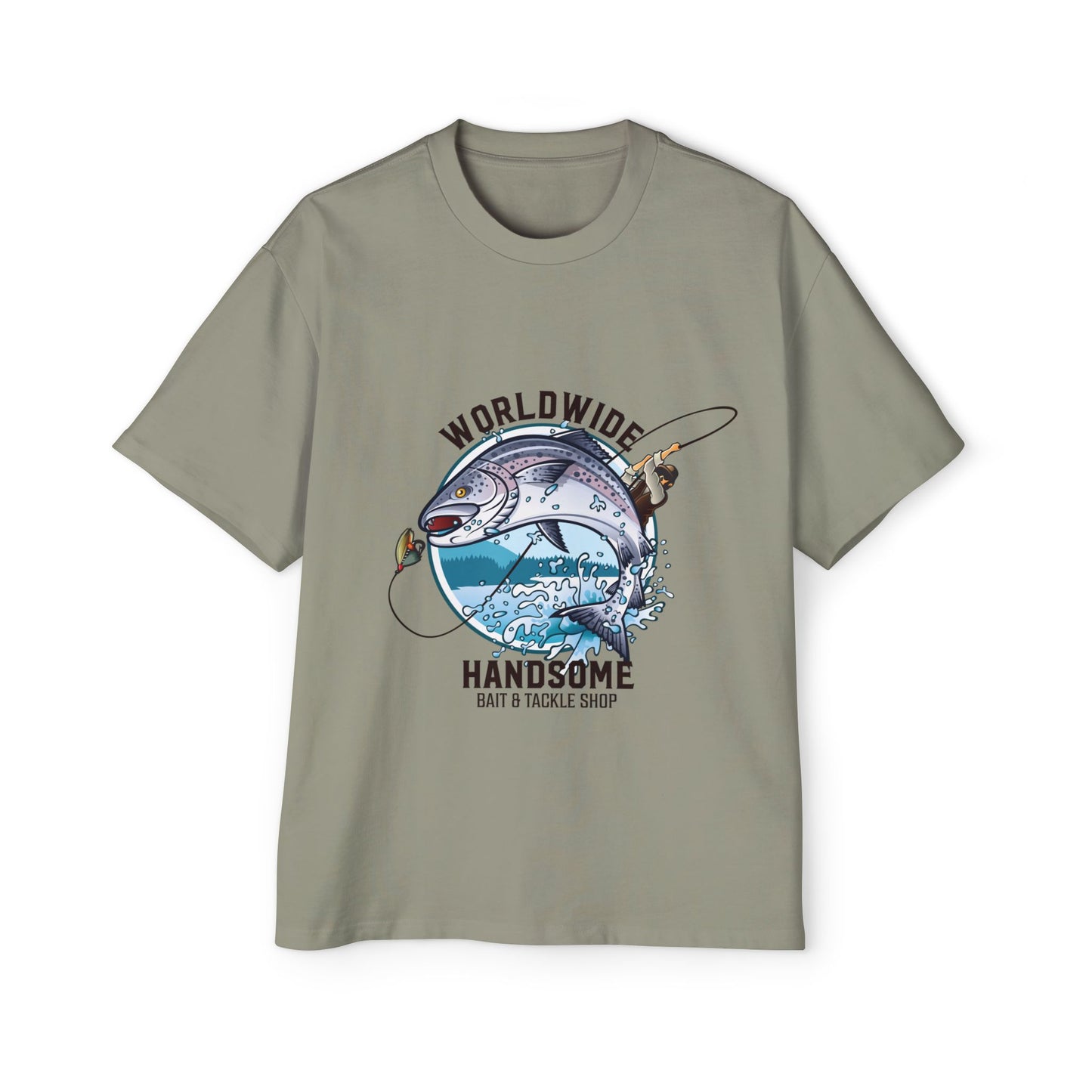 Fishing Tee — "Worldwide Handsome" Bass & Tackle Shop Graphic Shirt