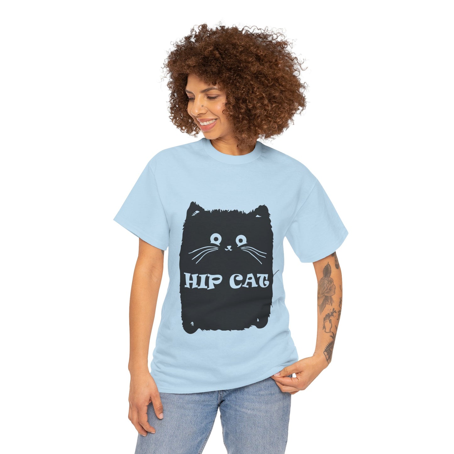 Funny Hip Cat Unisex Heavy Cotton Tee
