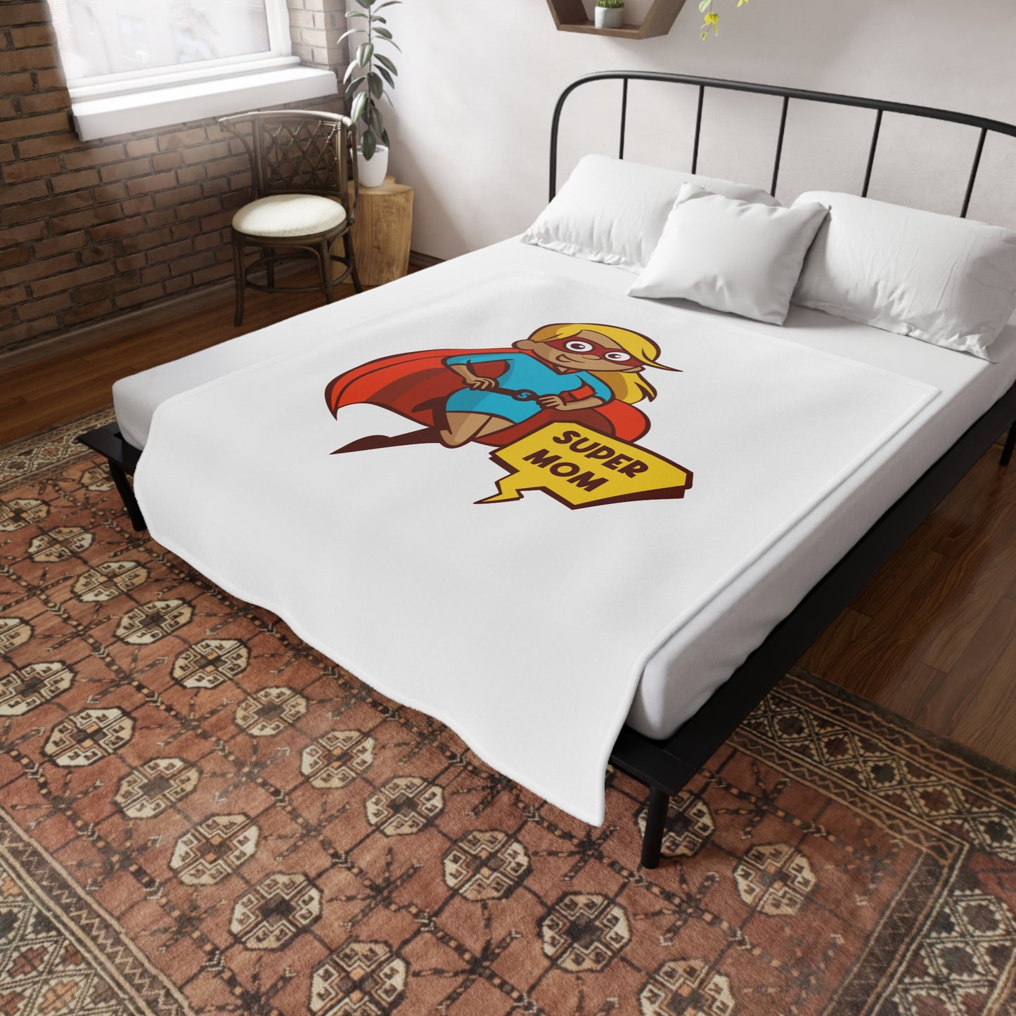 Super Mom Plush Fleece Blanket, Soft Throw for Baby Showers