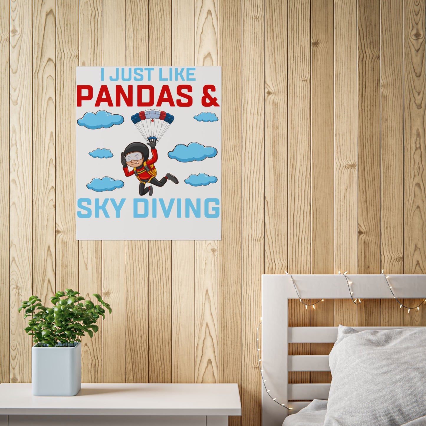 Playful Panda Sky Diving Unframed Poster