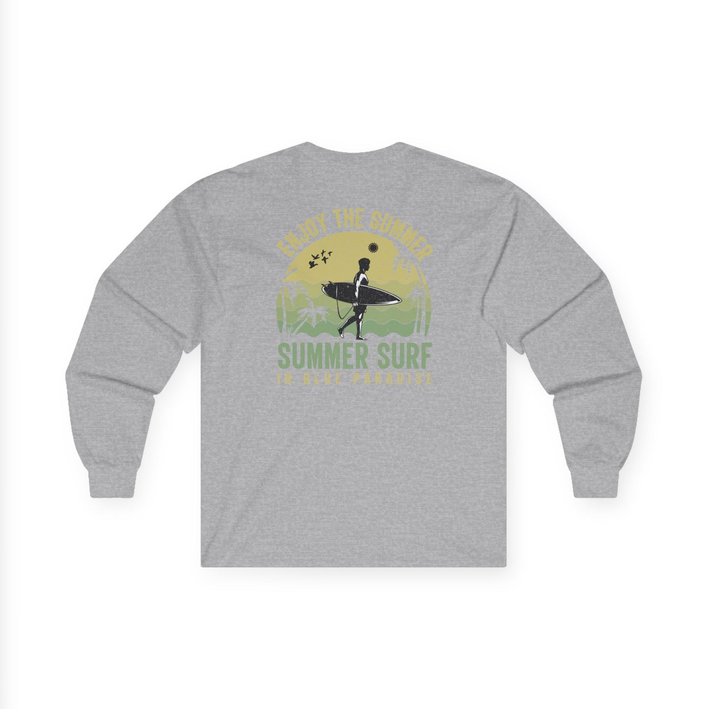 Summer Surf Heart Long Sleeve Tee — "Enjoy the Summer" Surf Graphic