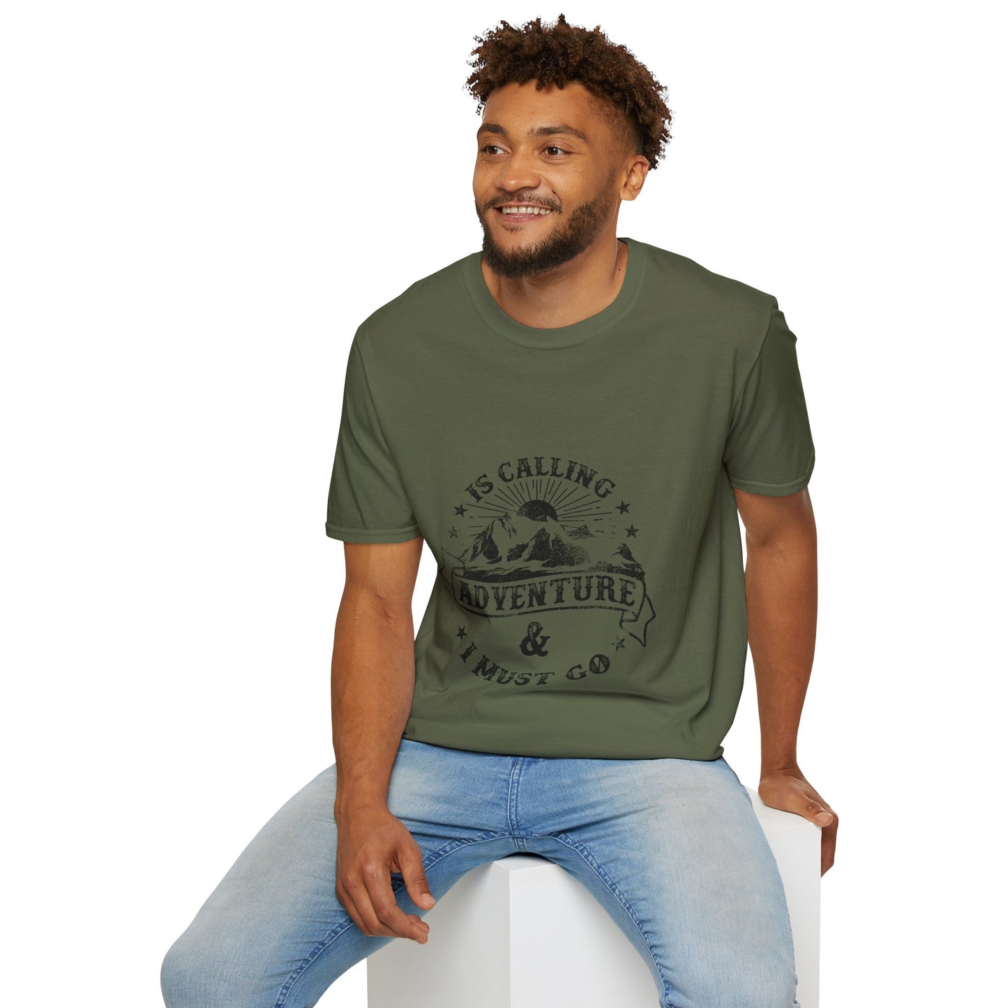 Adventure Is Calling Unisex Softstyle T-Shirt - Outdoor Enthusiast Tee