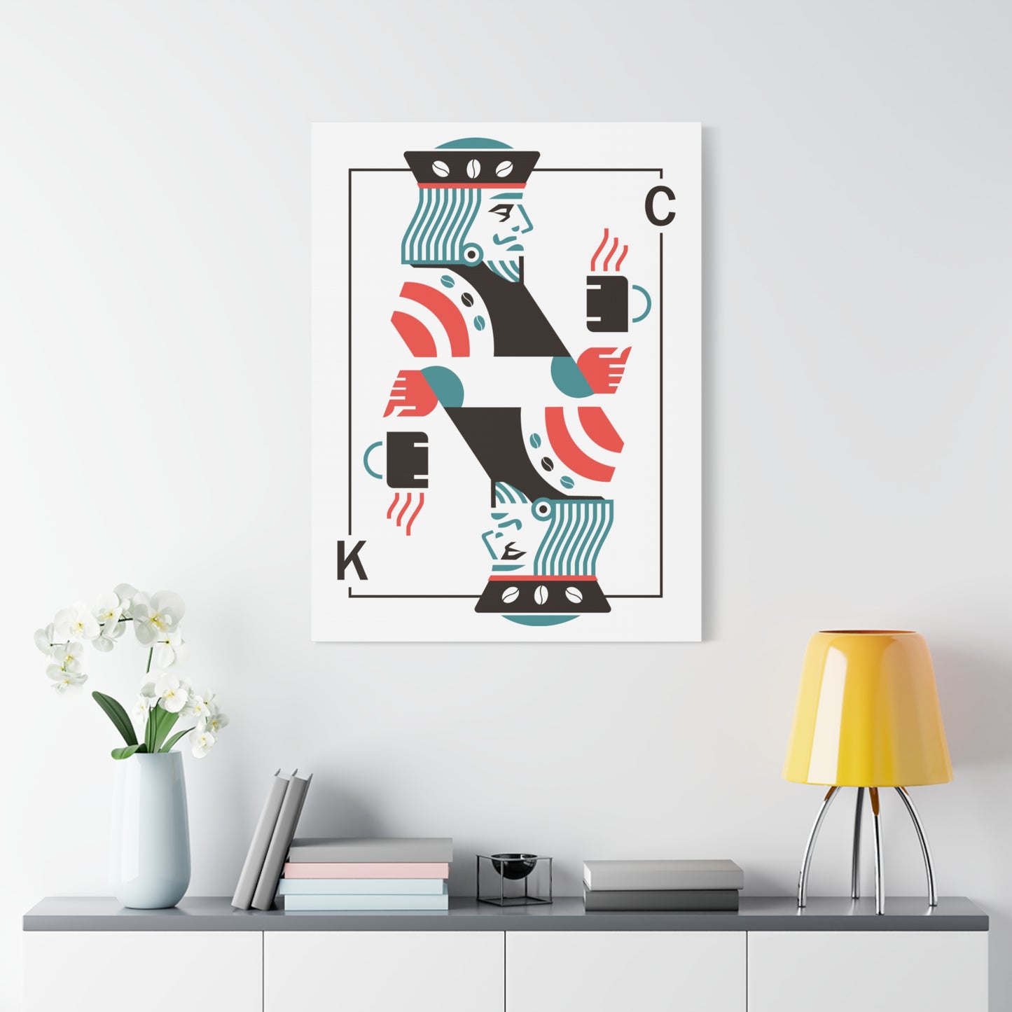 Coffee King Canvas Art — Modern Playing Card Wall Print