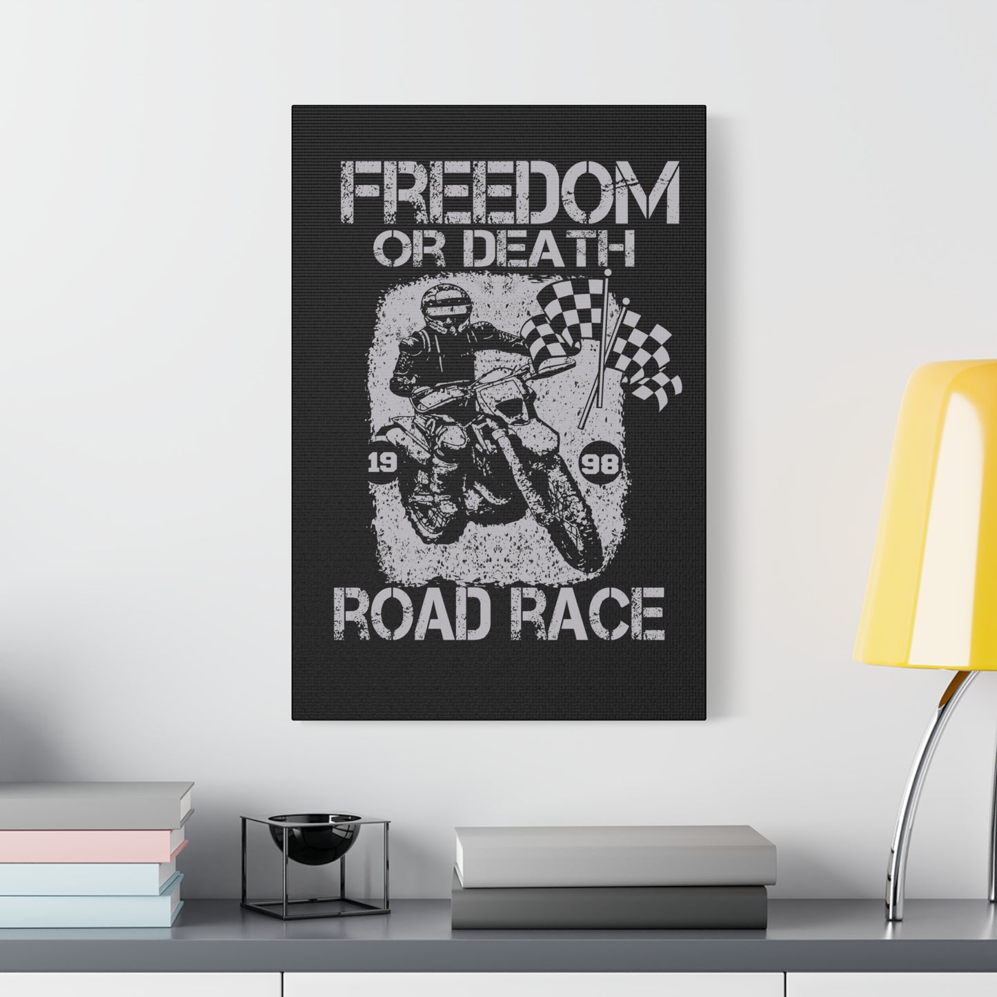 Motorcycle Art Print - Freedom or Death Road Race Decor