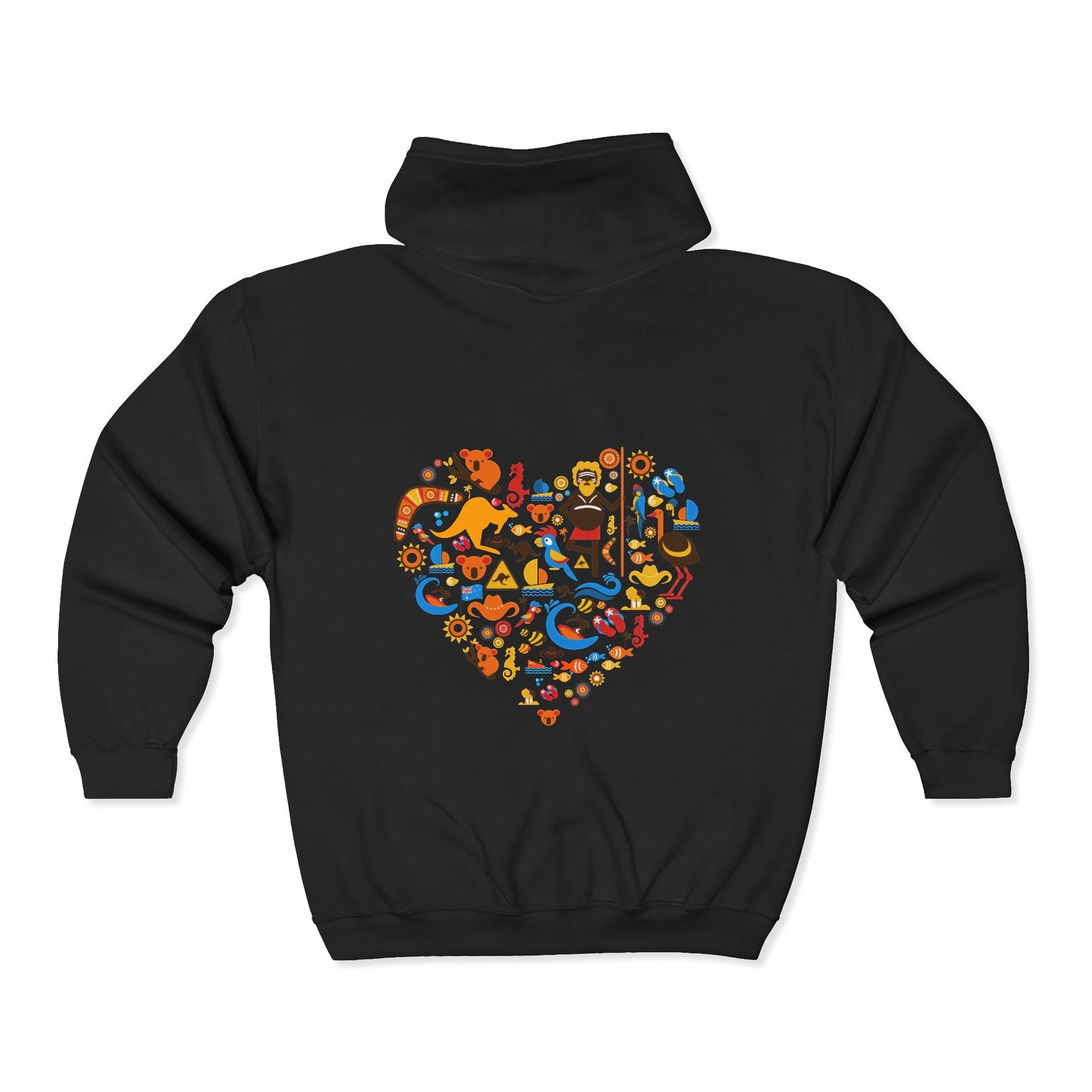 Zip Hoodie — Colorful Food Heart Graphic Full-Zip Hoodie
