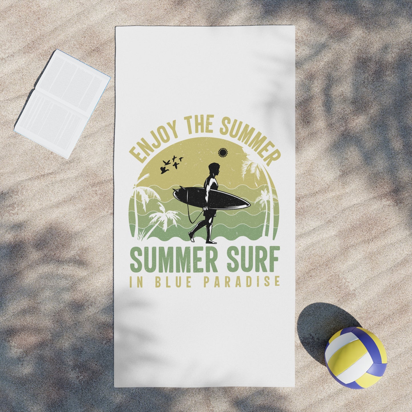 Surf Beach Towel - "Enjoy the Summer" Retro Surf Design