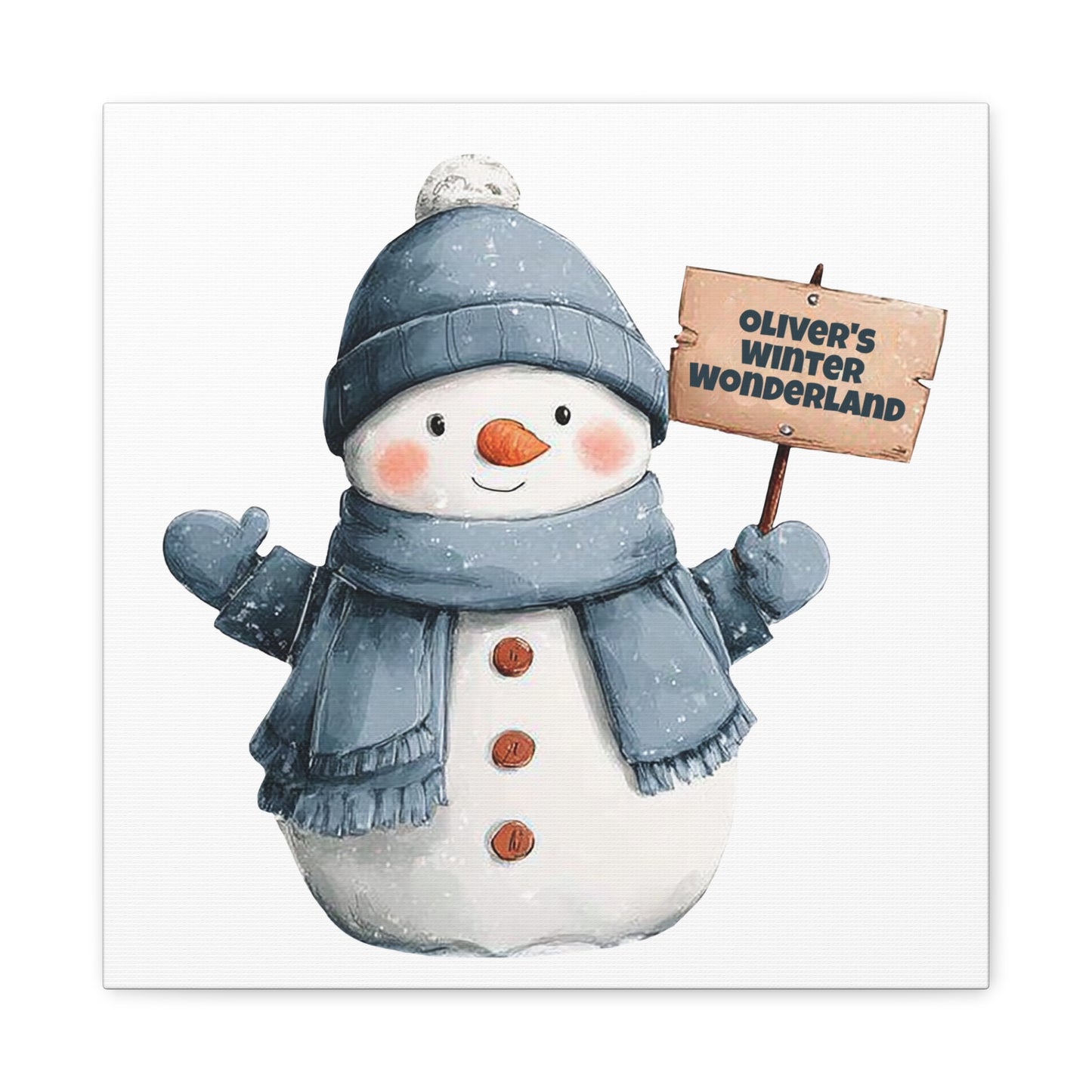 Snowman Canvas Wall Art — "Oliver's Winter Wonderland" Personalized Holiday Decor