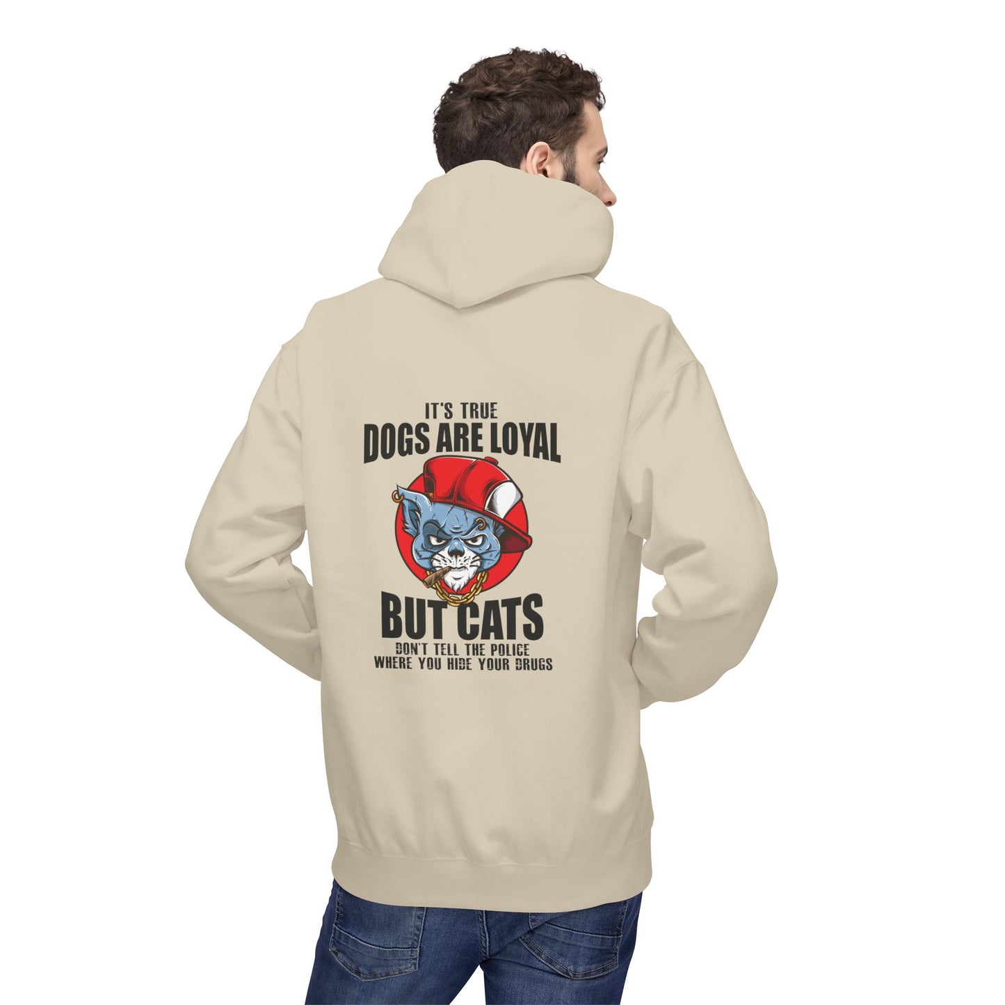Hoodie — "Dogs Are Loyal But Cats Don’t Tell the Police" Graphic Cat Lover Pullover