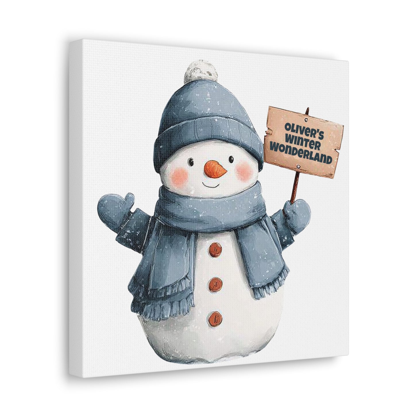 Snowman Canvas Wall Art — "Oliver's Winter Wonderland" Personalized Holiday Decor