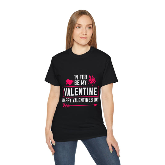 Valentine's Day Tee — "14 Feb Be My Valentine" Graphic Shirt
