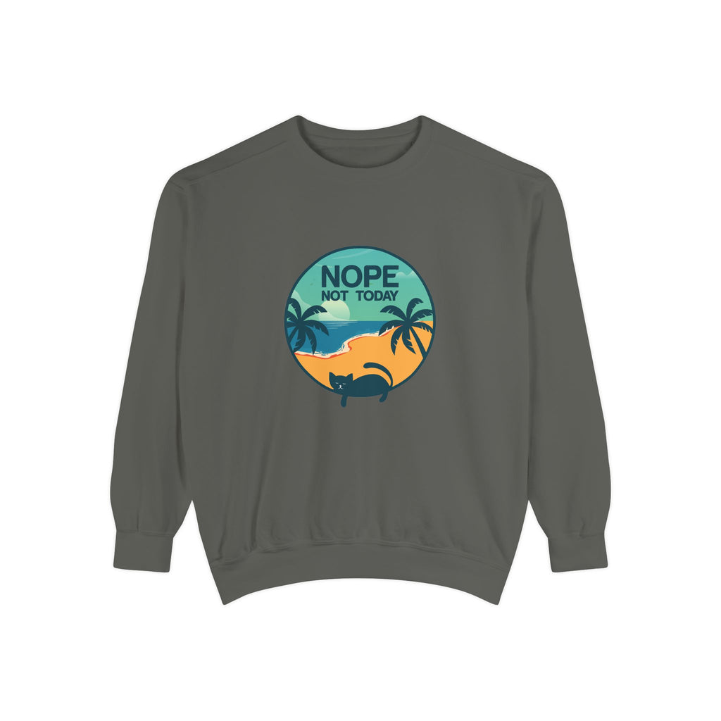 Nope Not Today Sweatshirt — Relaxed Beach Palm Tree Crew