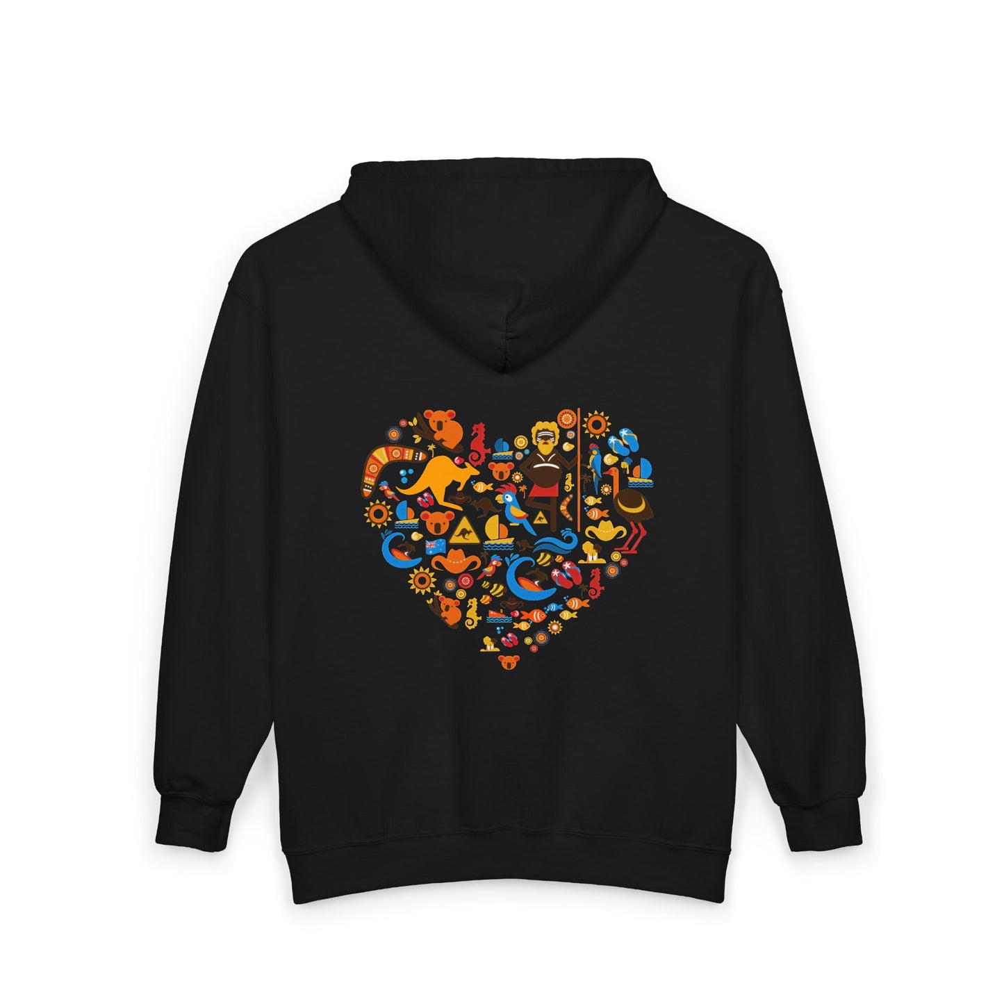 Zip Hoodie — Colorful Food Heart Graphic Full-Zip Hoodie