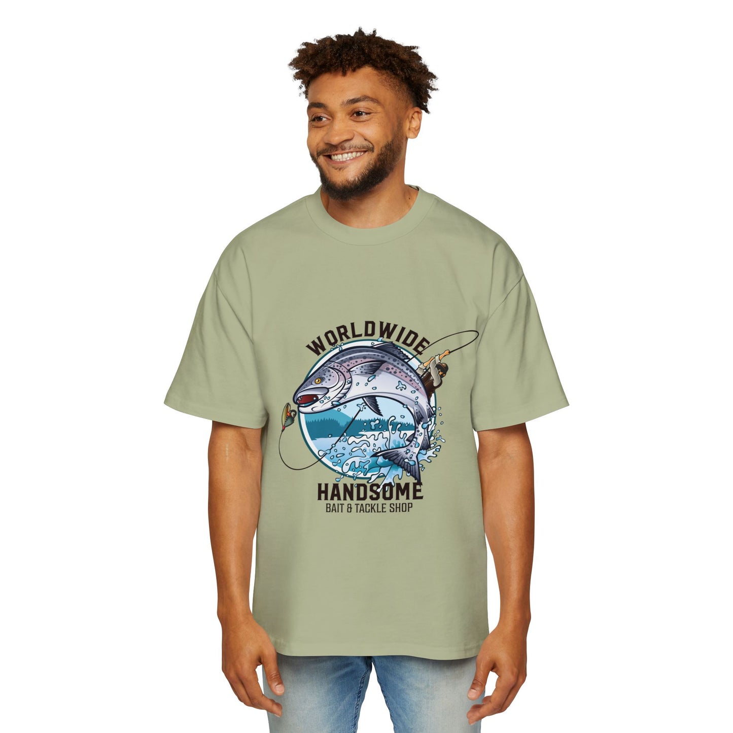 Fishing Tee — "Worldwide Handsome" Bass & Tackle Shop Graphic Shirt