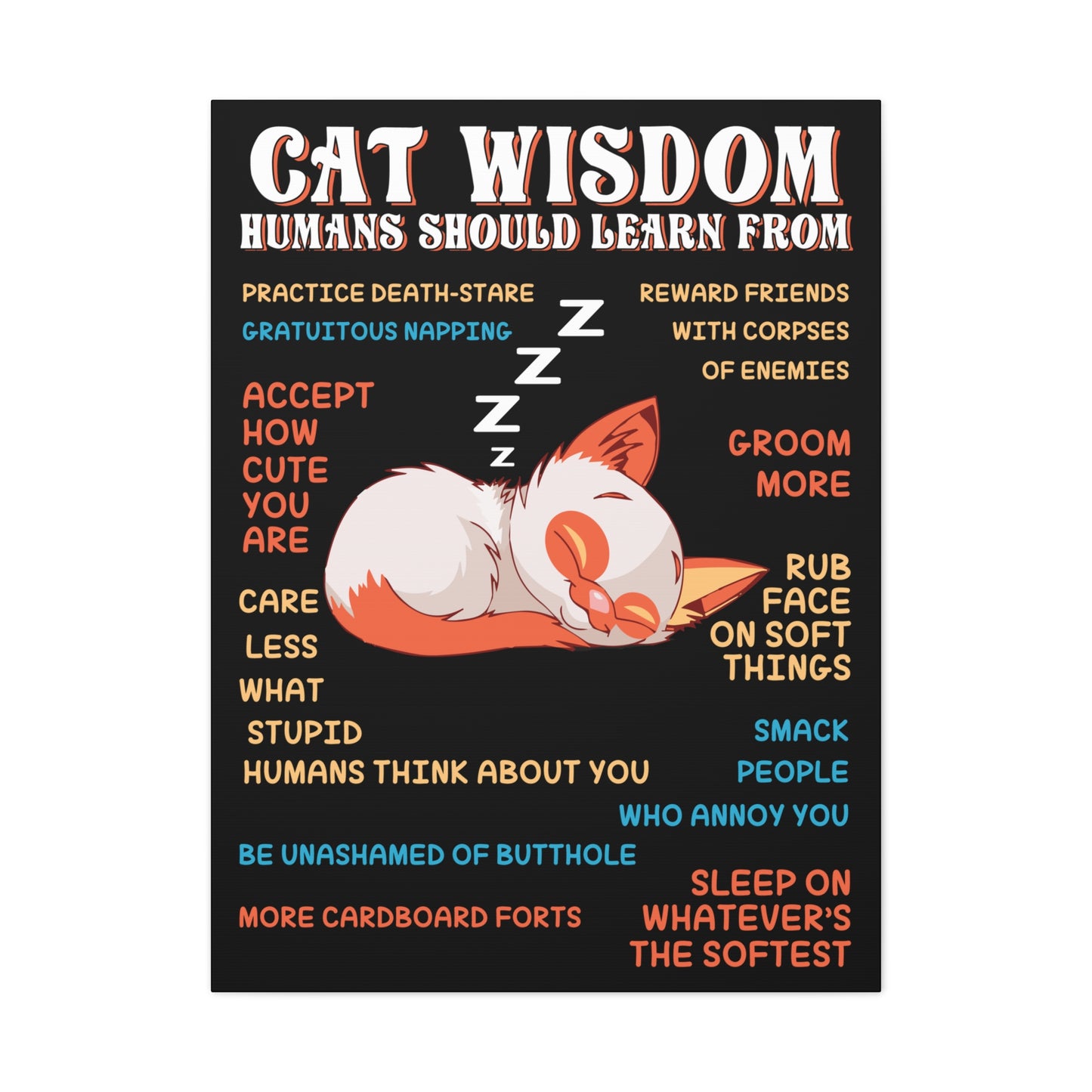 Canvas Print — "Cat Wisdom: Humans Should Learn From" Illustrated Wall Art