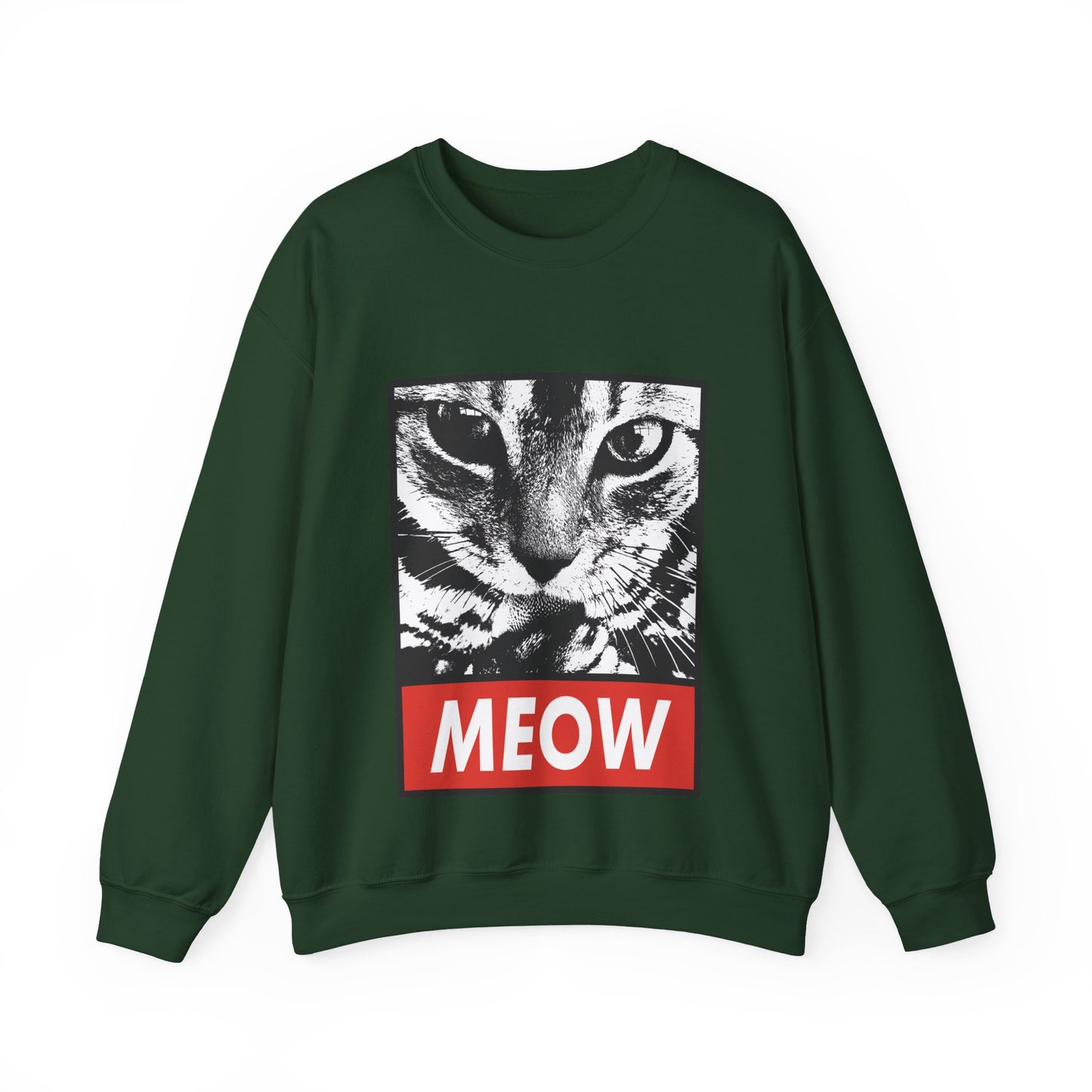 Cat Meow Crewneck Sweatshirt – Retro Graphic Cat Face