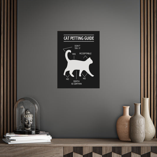 Funny Cat Petting Guide Unframed Poster - Cat Lover Decor