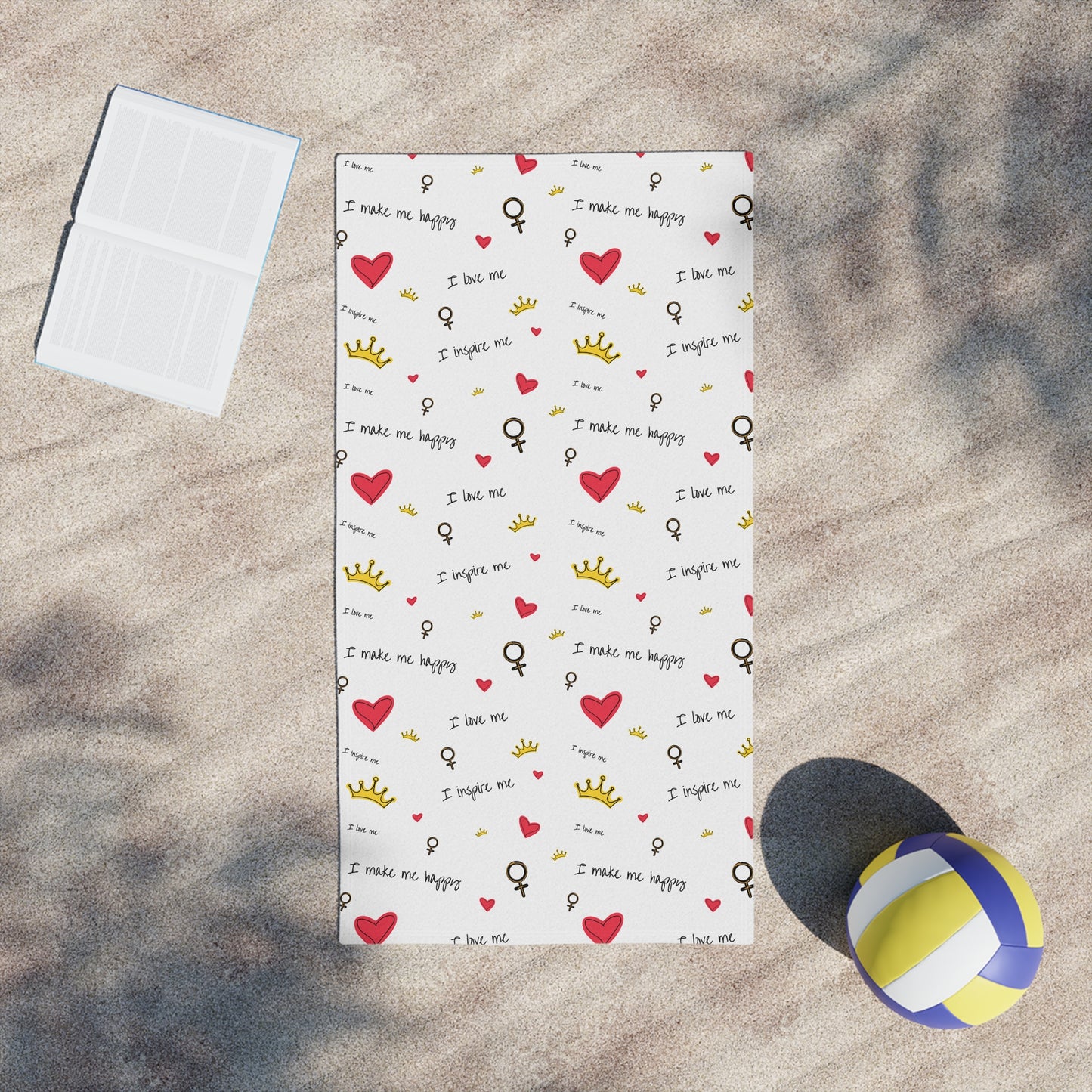 I Inspire Me Heart & Crown Beach Towel