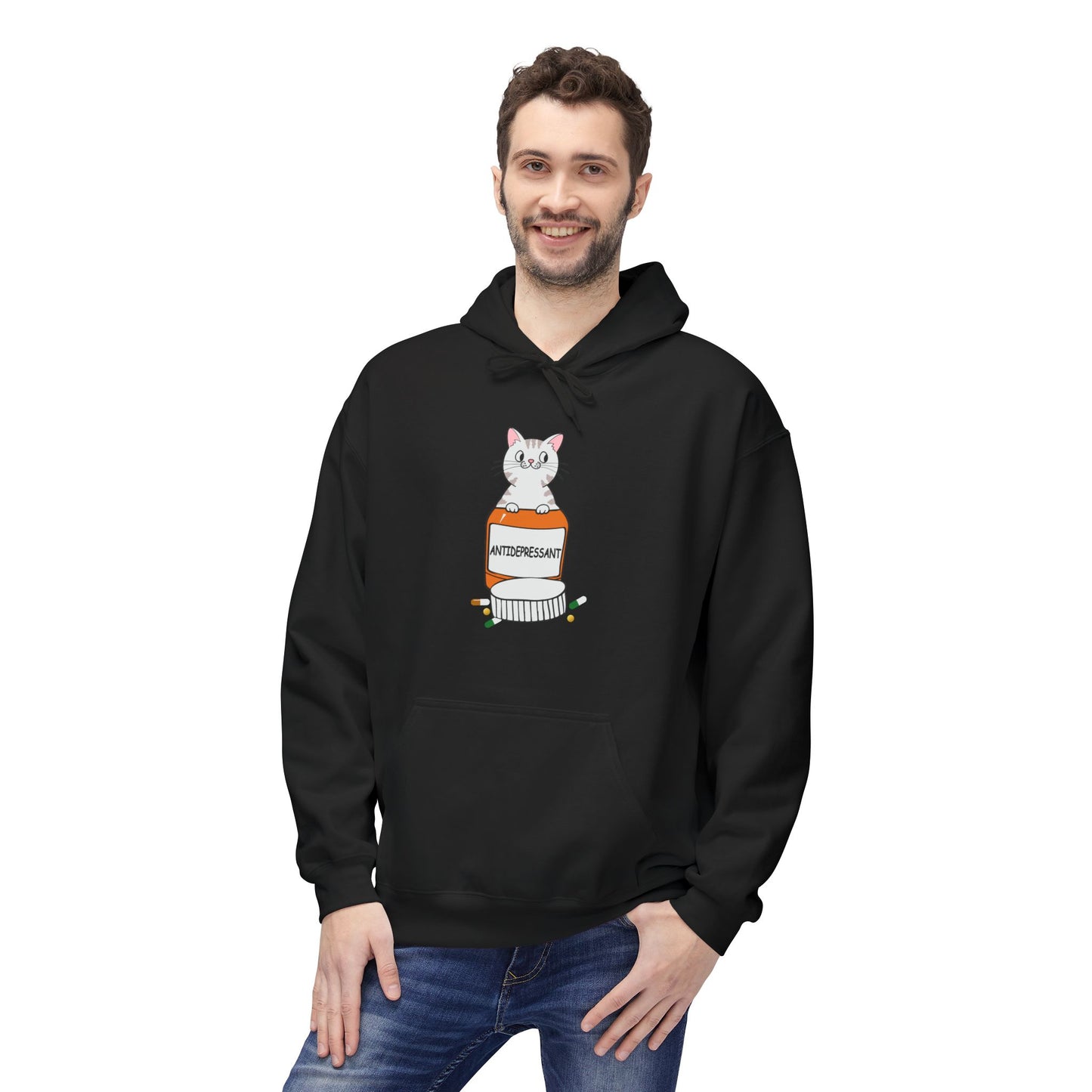 Cute Bunny in Medicine Bottle Hoodie — 'Anti Hiss' Graphic Pullover