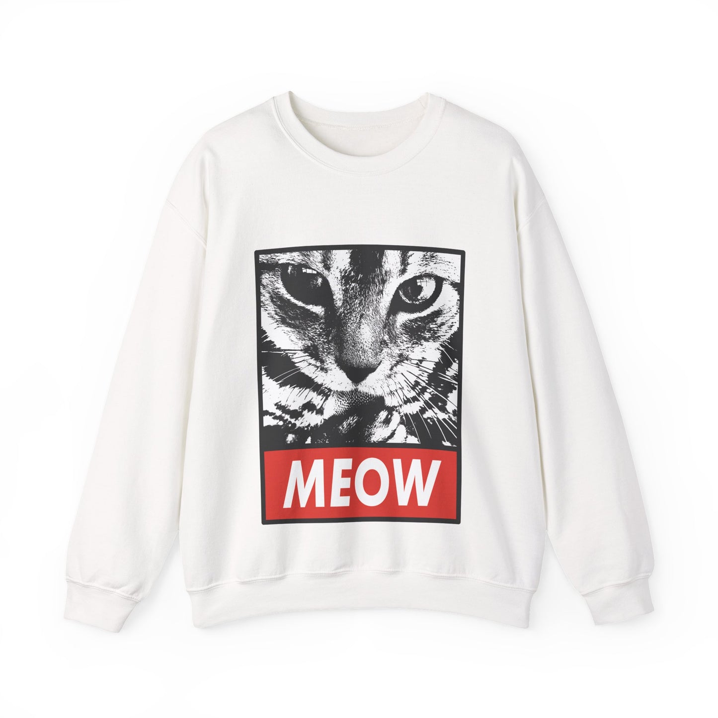 Cat Meow Crewneck Sweatshirt – Retro Graphic Cat Face