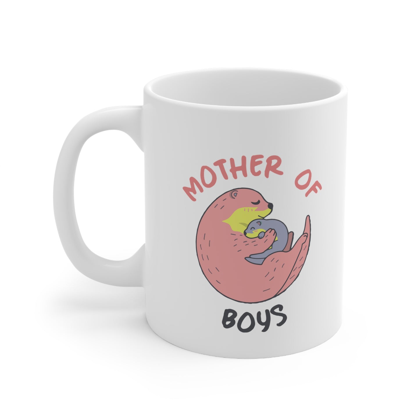 Mother of Boys Ceramic Coffee Mug – Cute Otter Design, 11oz & 15oz
